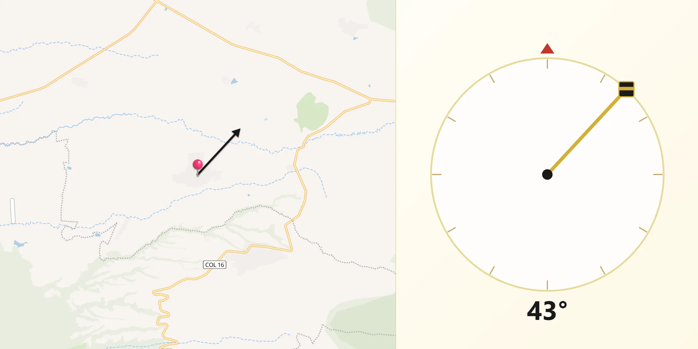 Dirección de la Qibla desde Alista