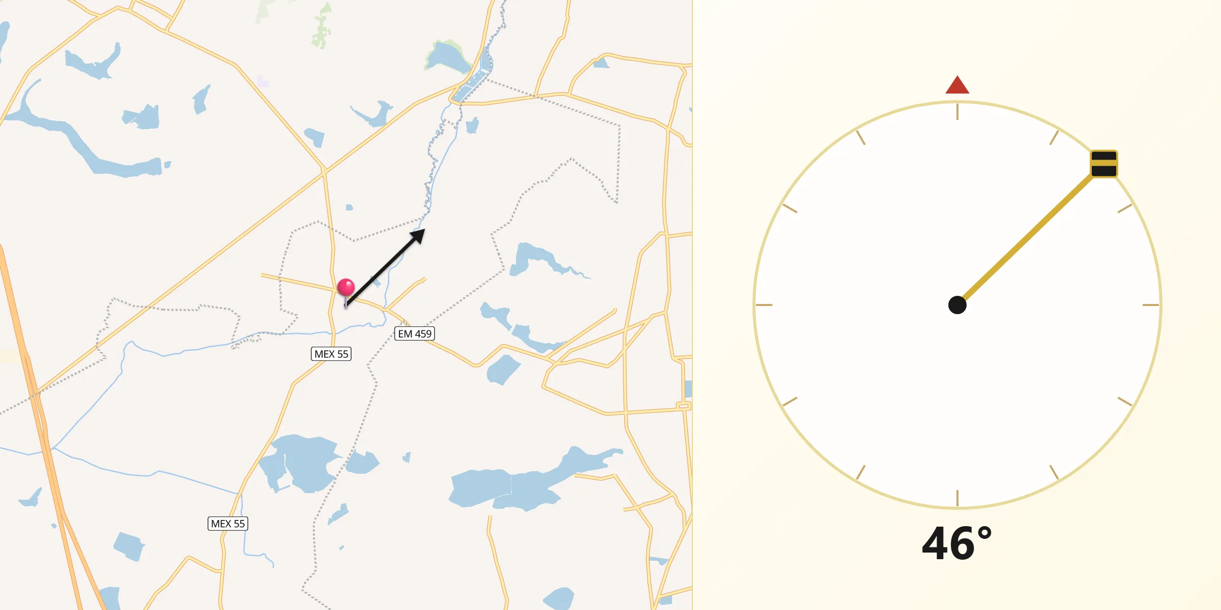 Dirección de la Qibla desde Santa María del Llano