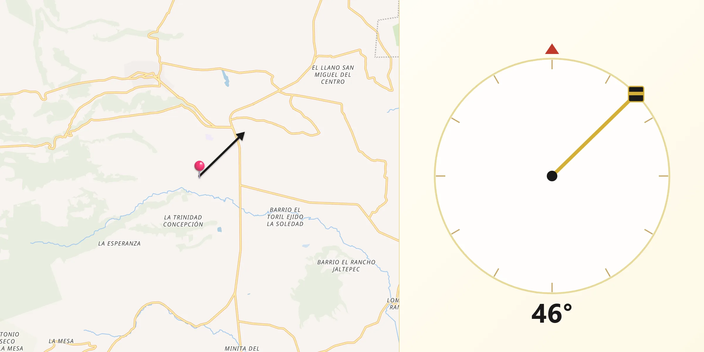 Dirección de la Qibla desde Fábrica Concepción