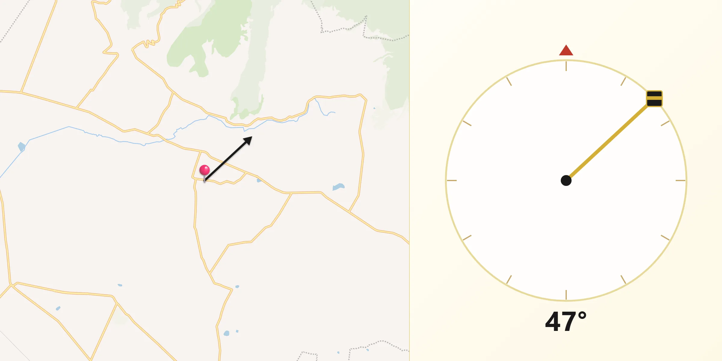 Dirección de la Qibla desde Lagunilla