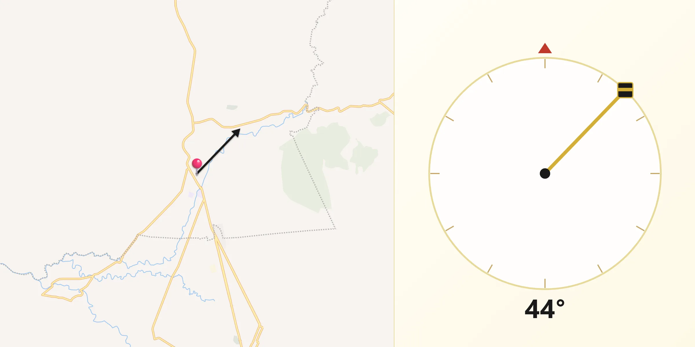 Dirección de la Qibla desde Santa Clara de Valladares