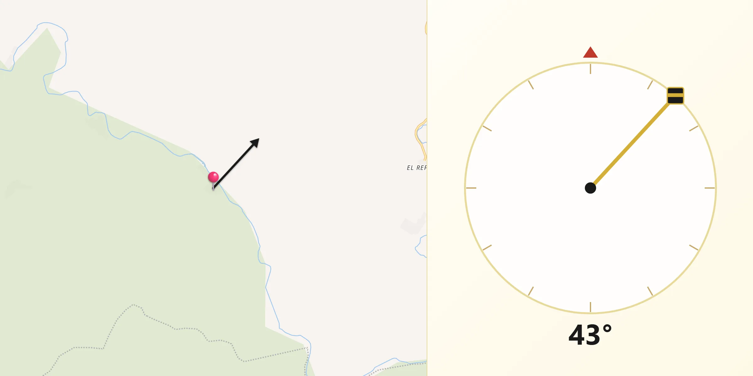 Dirección de la Qibla desde El Camichín