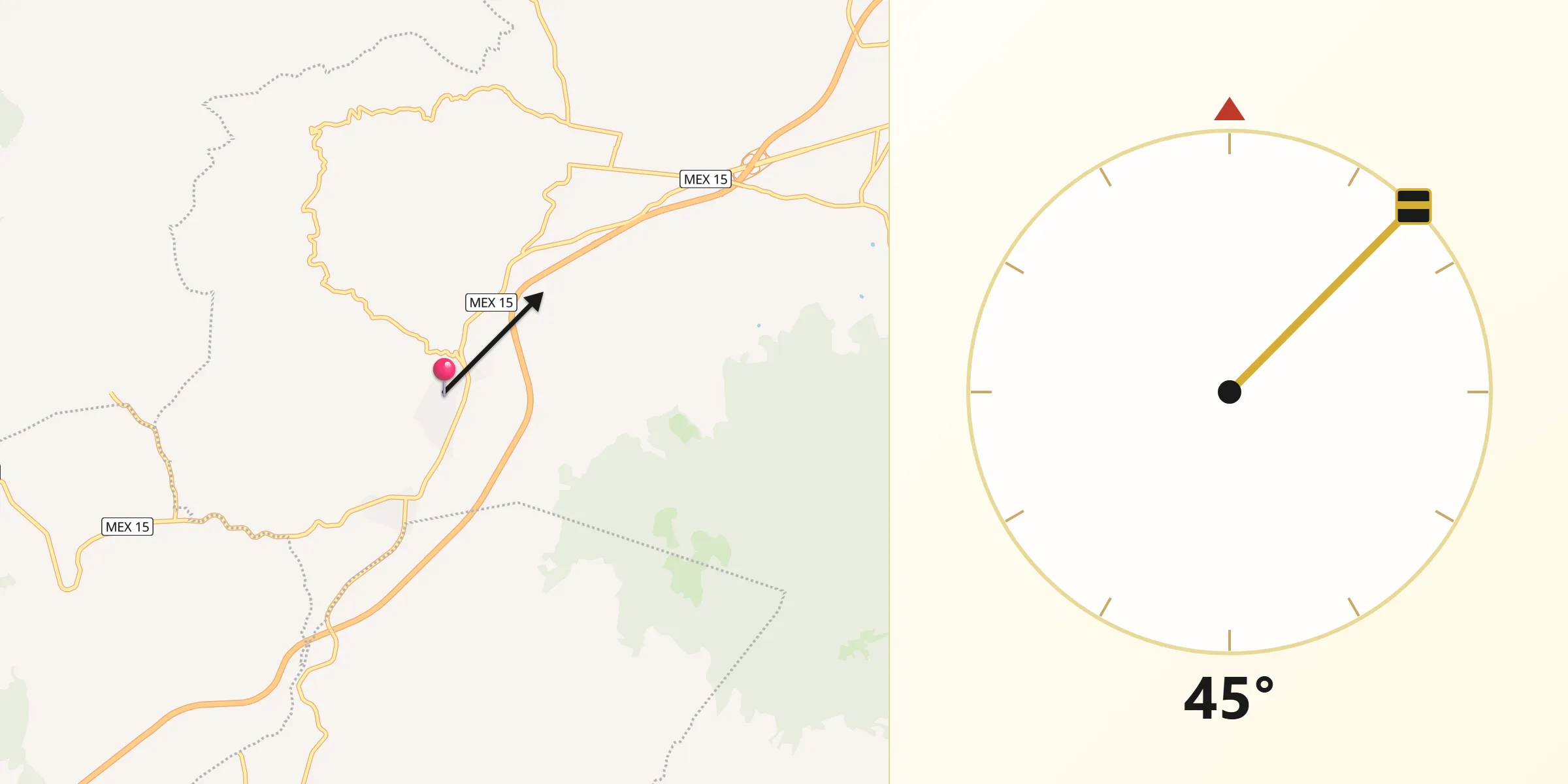 Dirección de la Qibla desde Iratzio