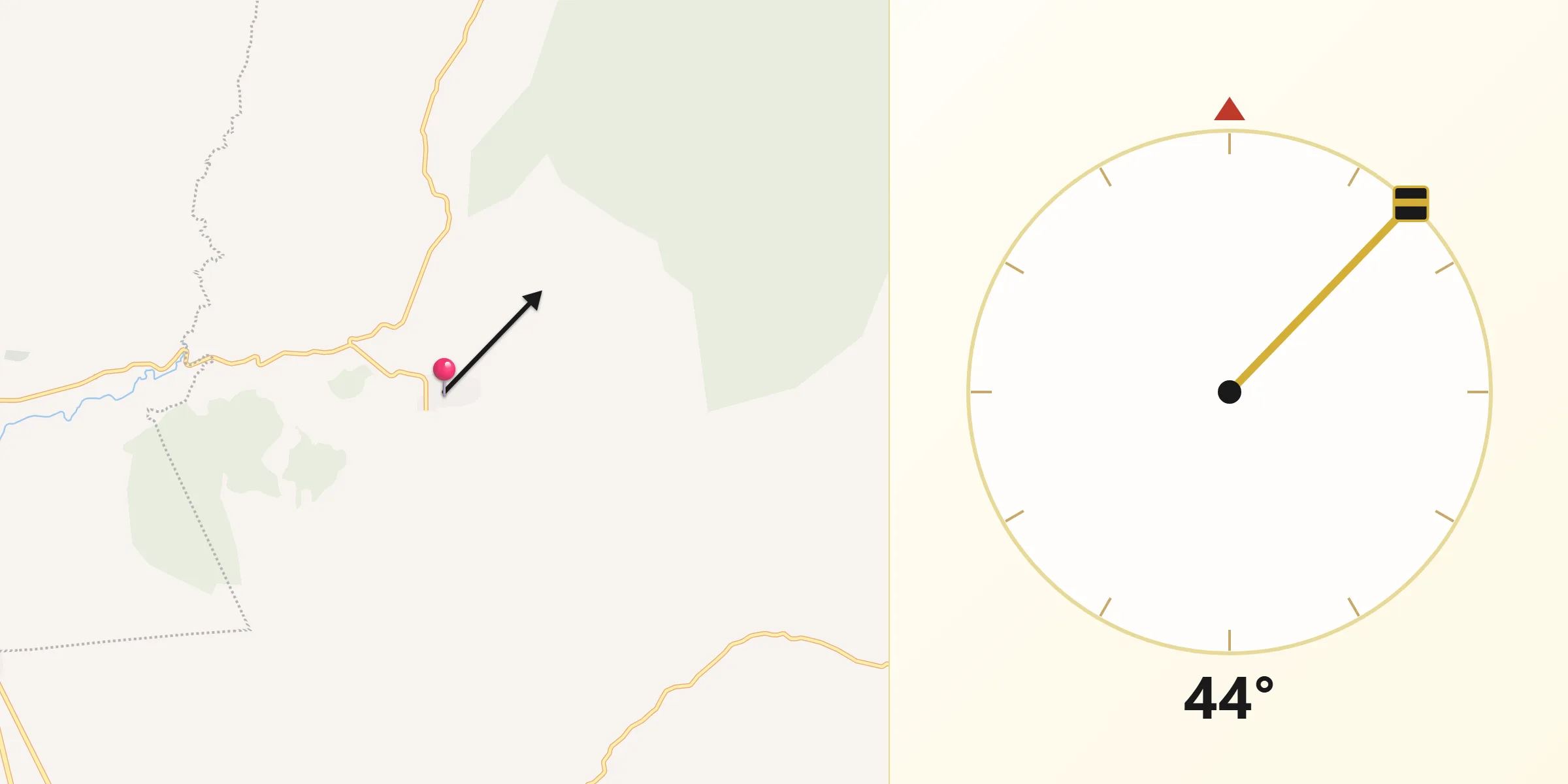 Dirección de la Qibla desde Atapán