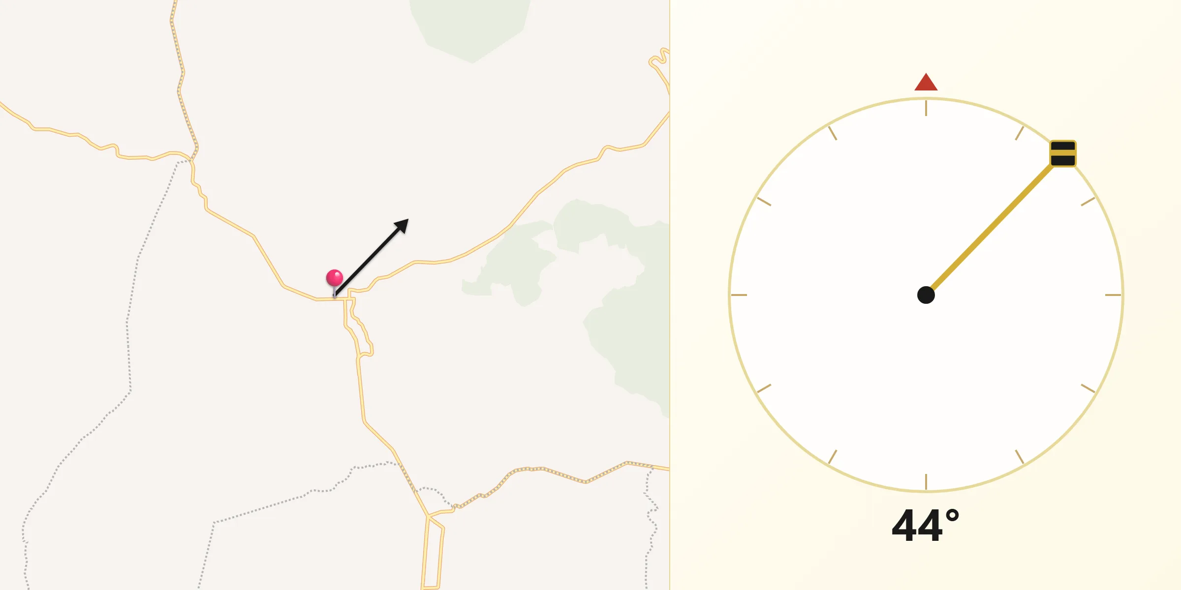 Dirección de la Qibla desde Charapán