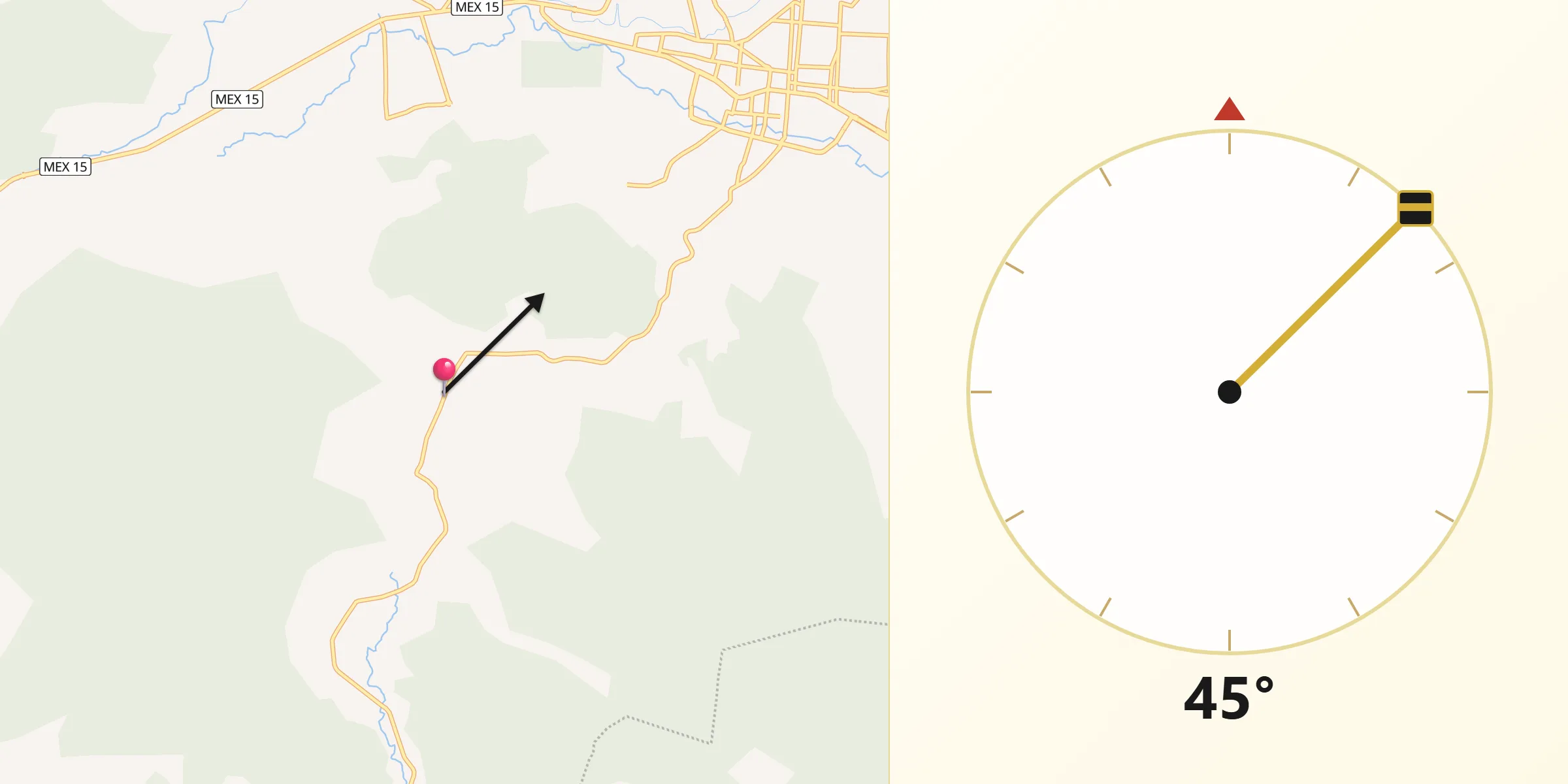 Dirección de la Qibla desde San Bartolo Cuitareo