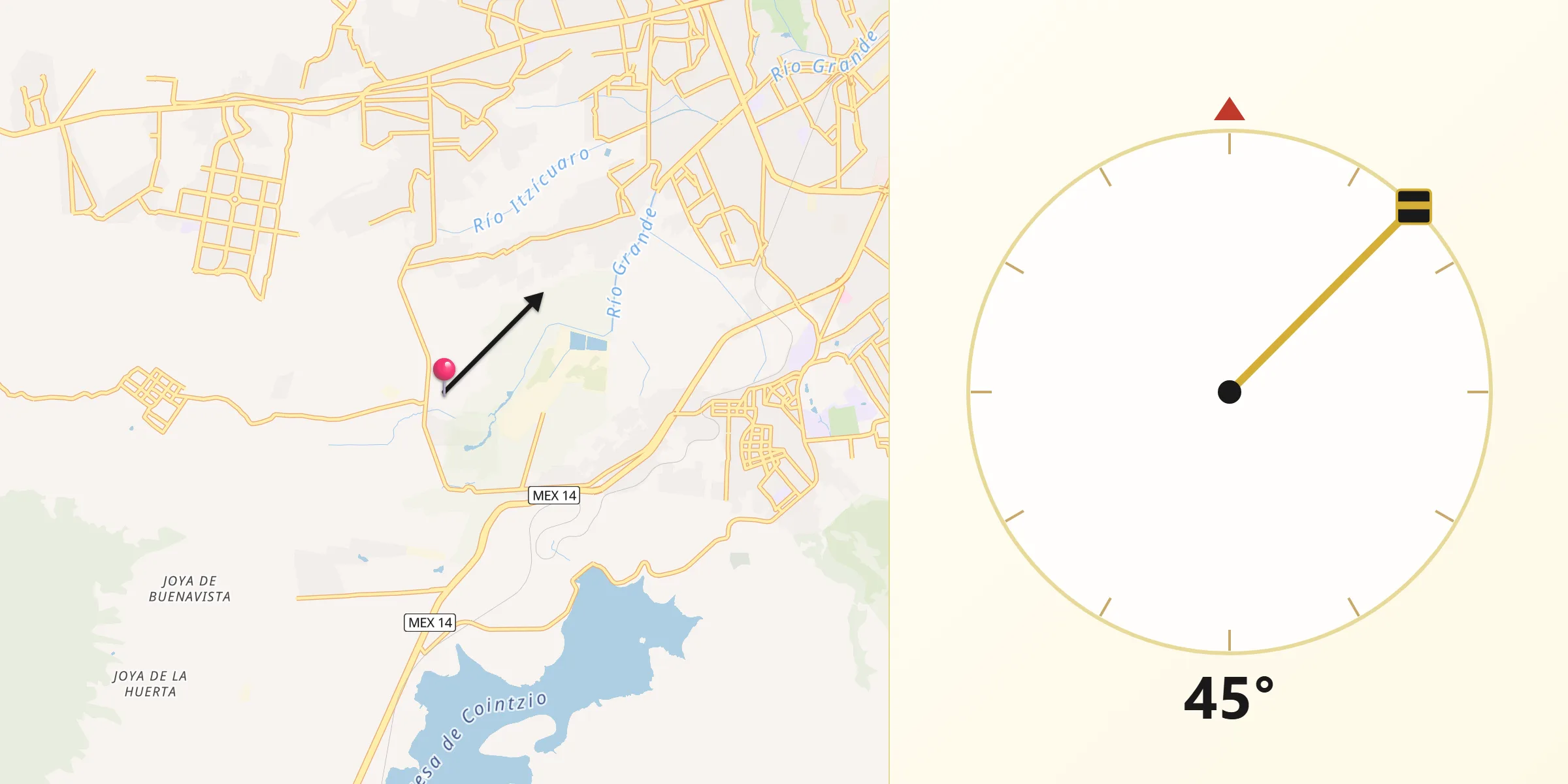 Dirección de la Qibla desde La Mintzita (Piedra Dura)