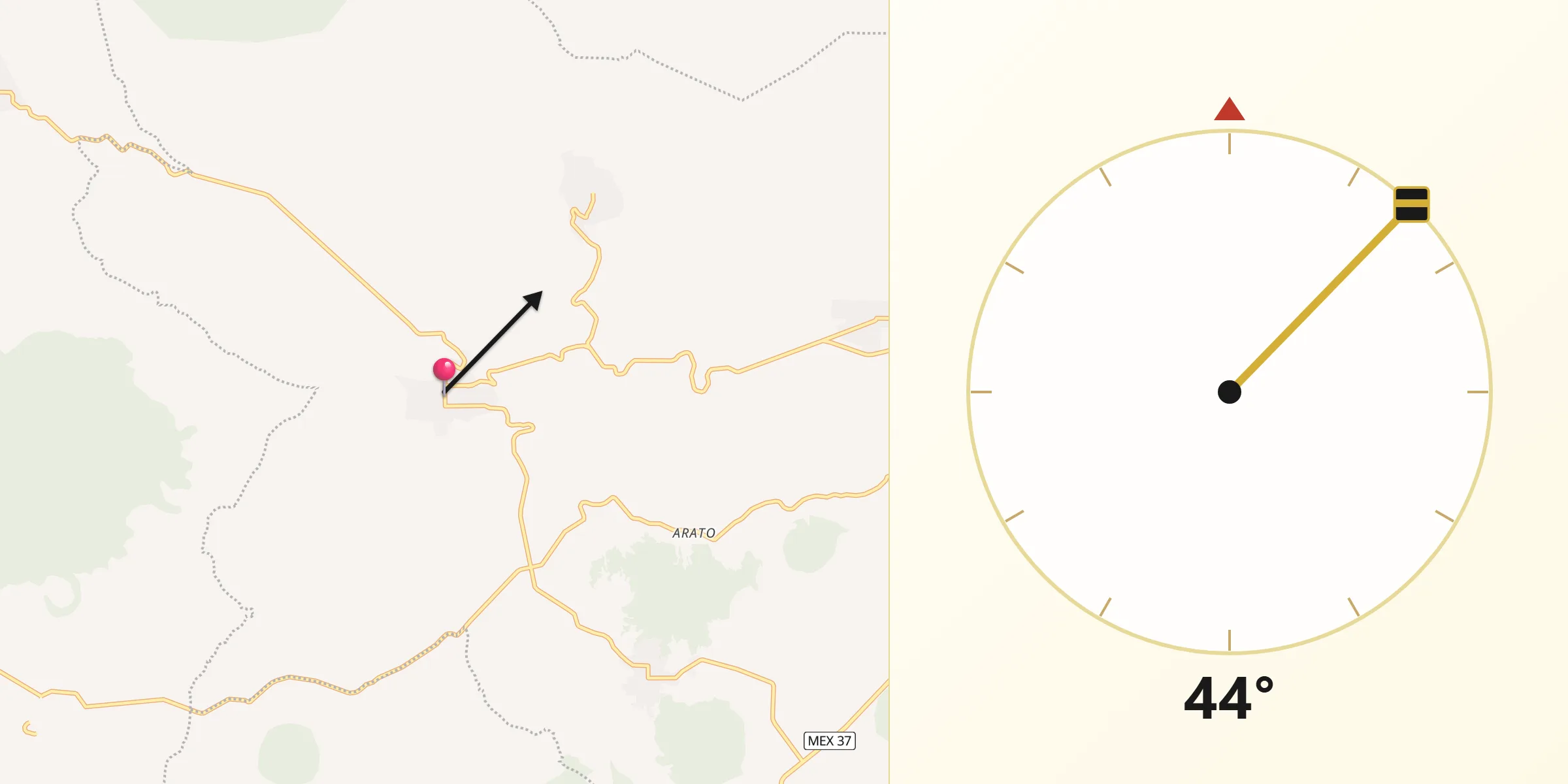 Dirección de la Qibla desde Nurío