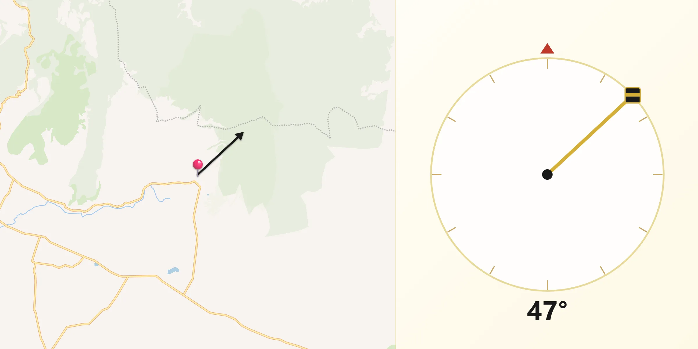Dirección de la Qibla desde El Rosario