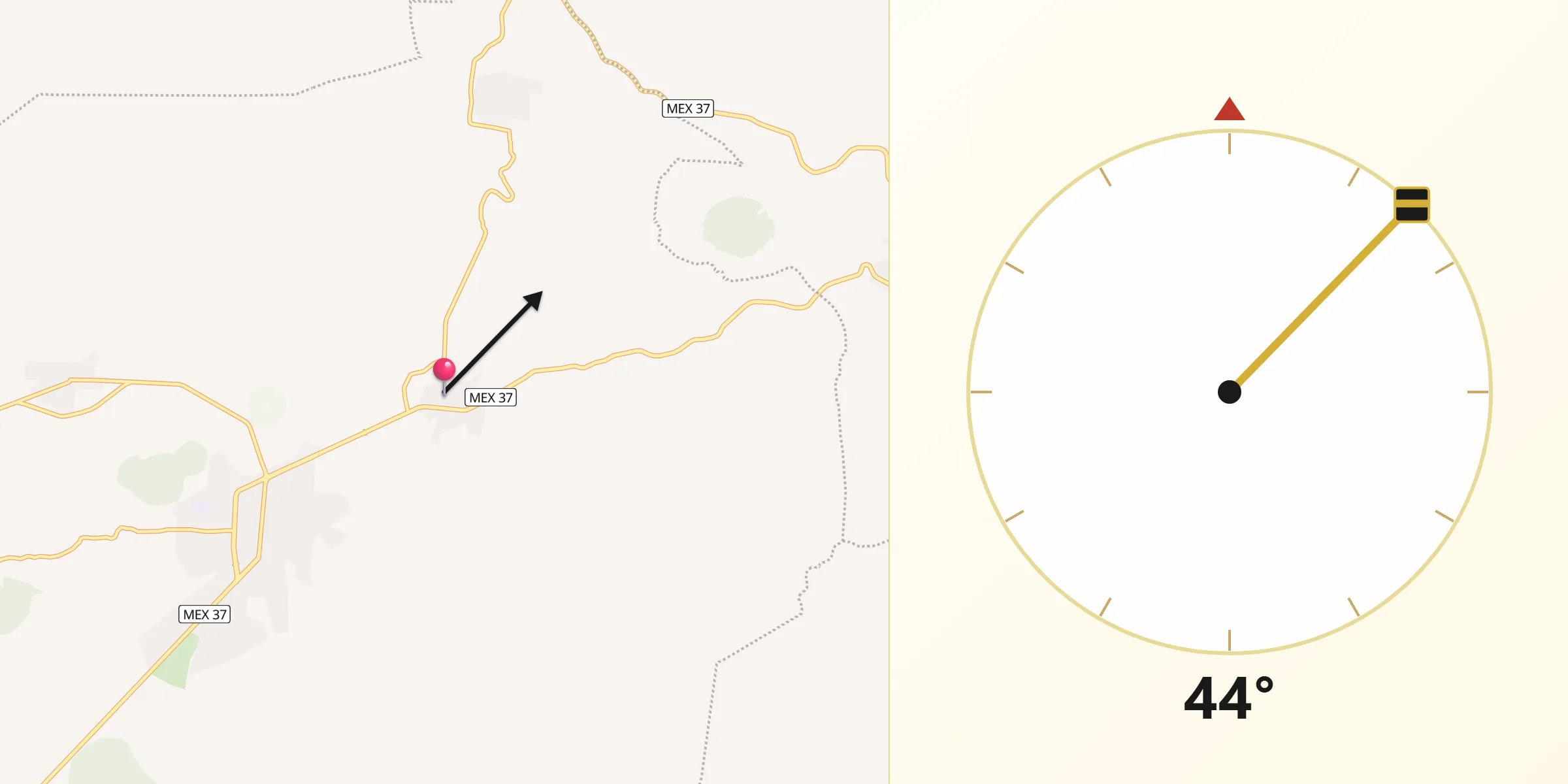 Dirección de la Qibla desde Aranza