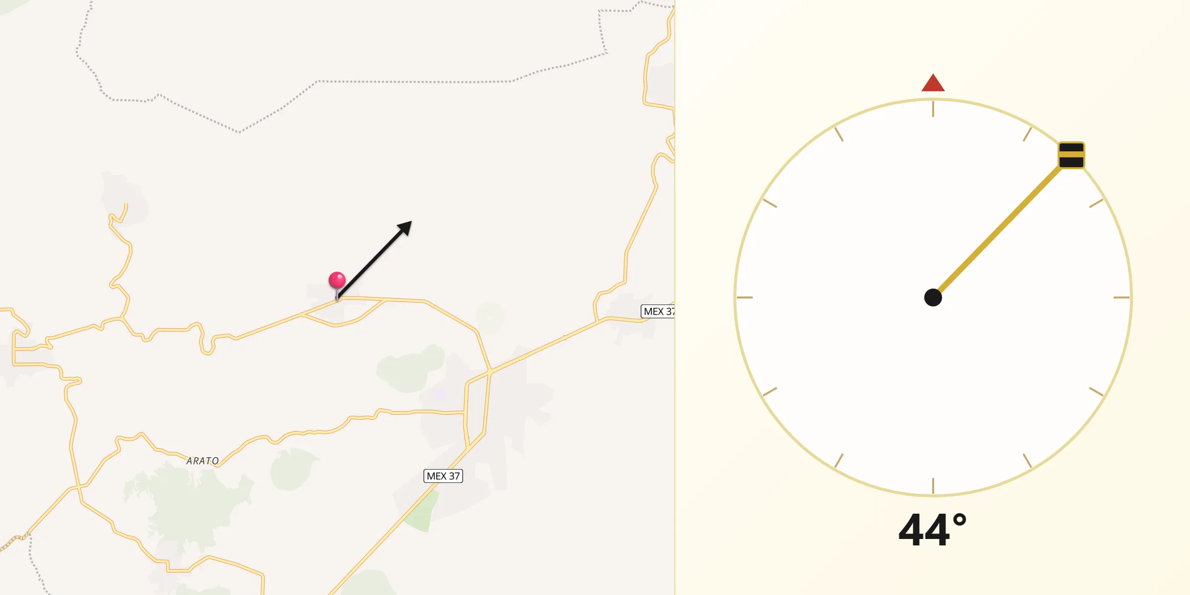 Dirección de la Qibla desde Ahuirán
