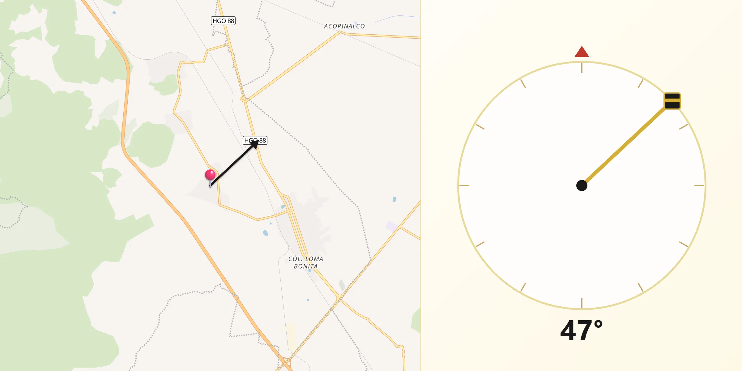 Dirección de la Qibla desde Santa Bárbara