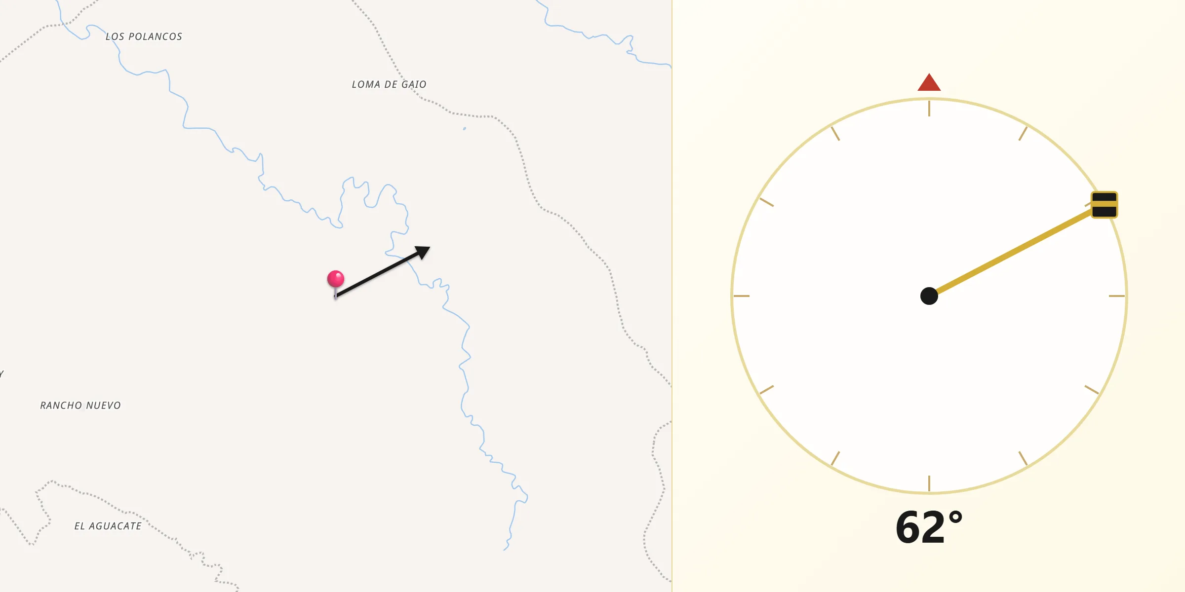 Dirección de la Qibla desde Río Grande