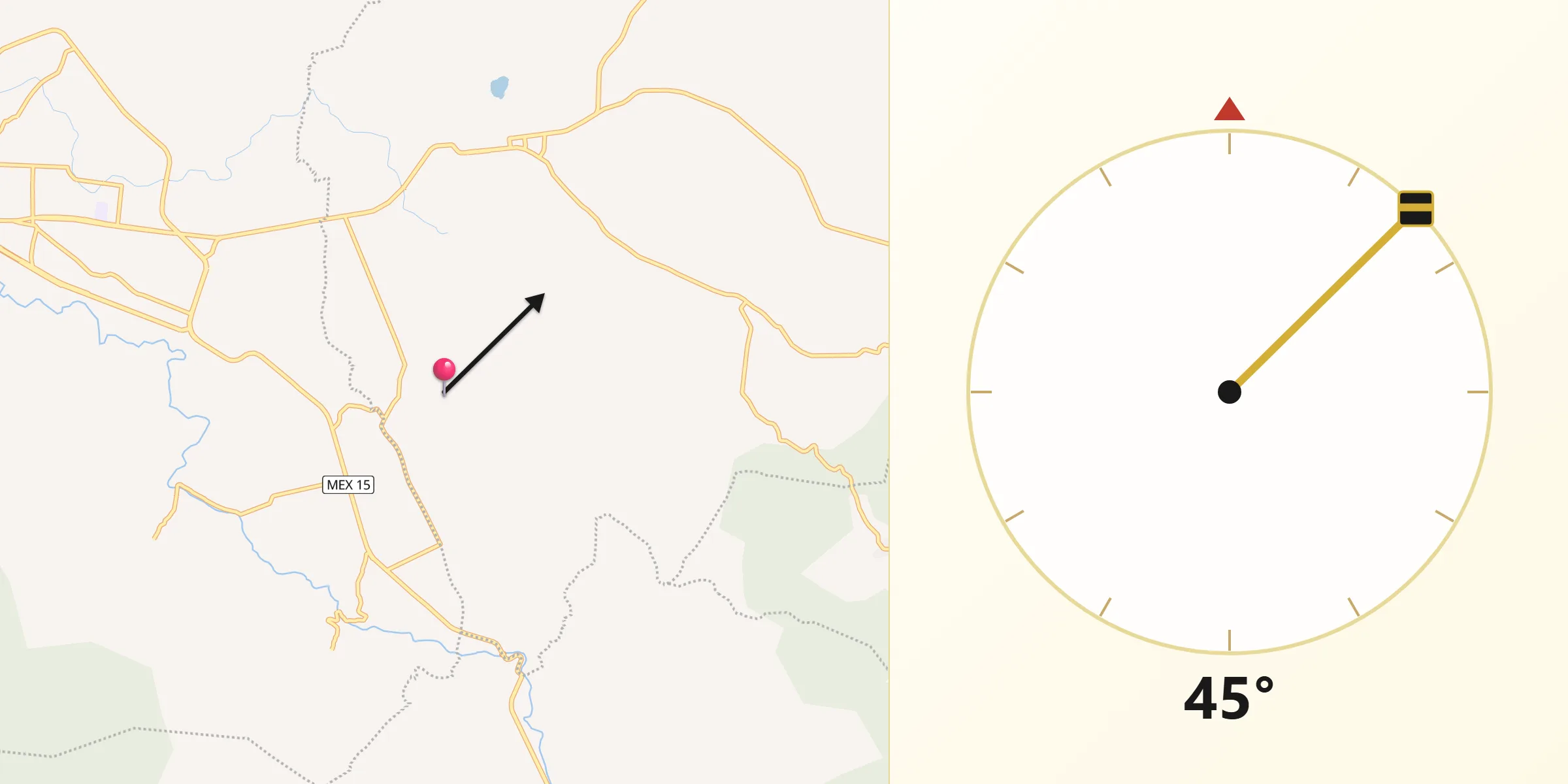 Dirección de la Qibla desde San Lorenzo Queréndaro