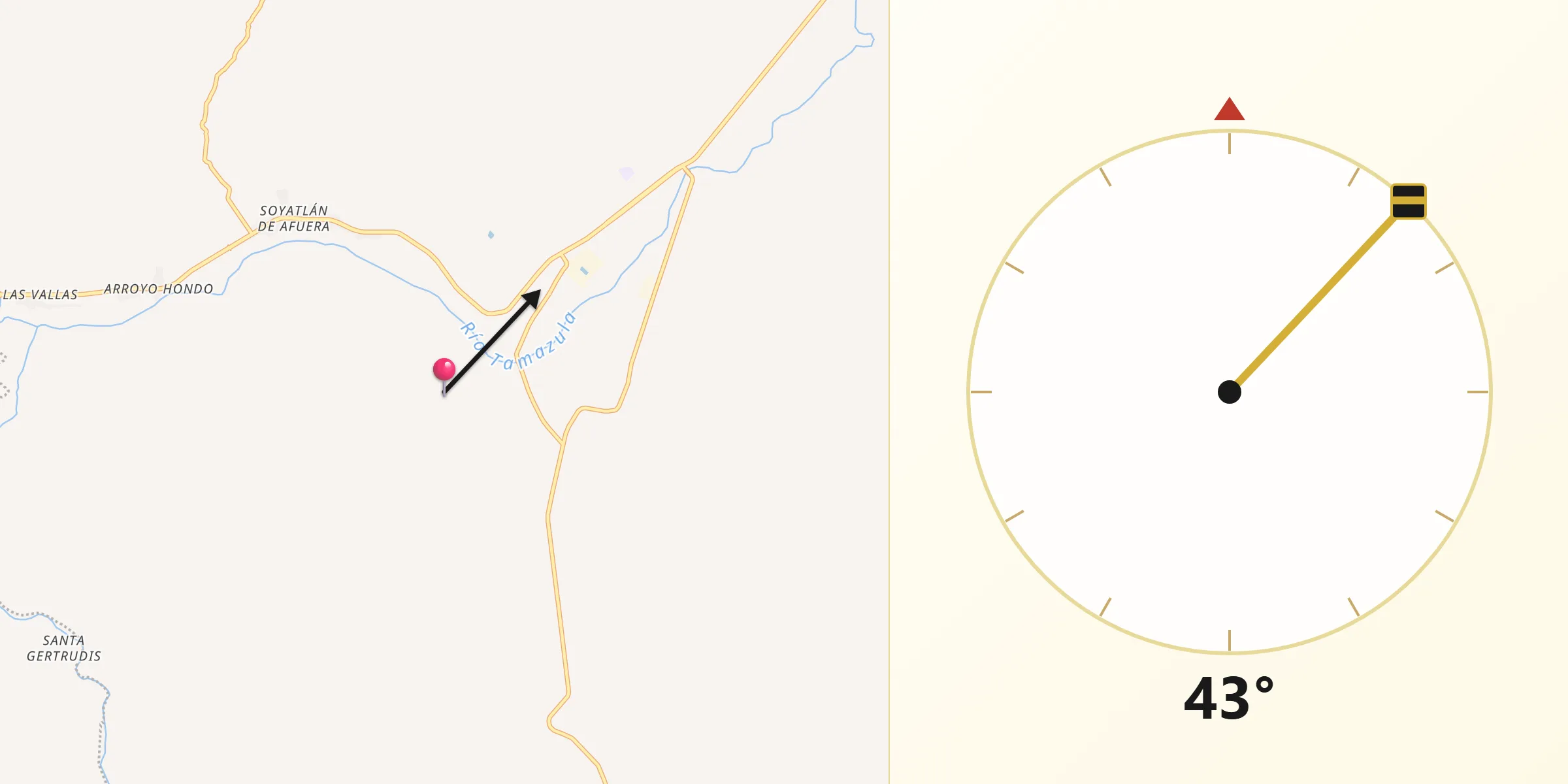 Dirección de la Qibla desde Callejones