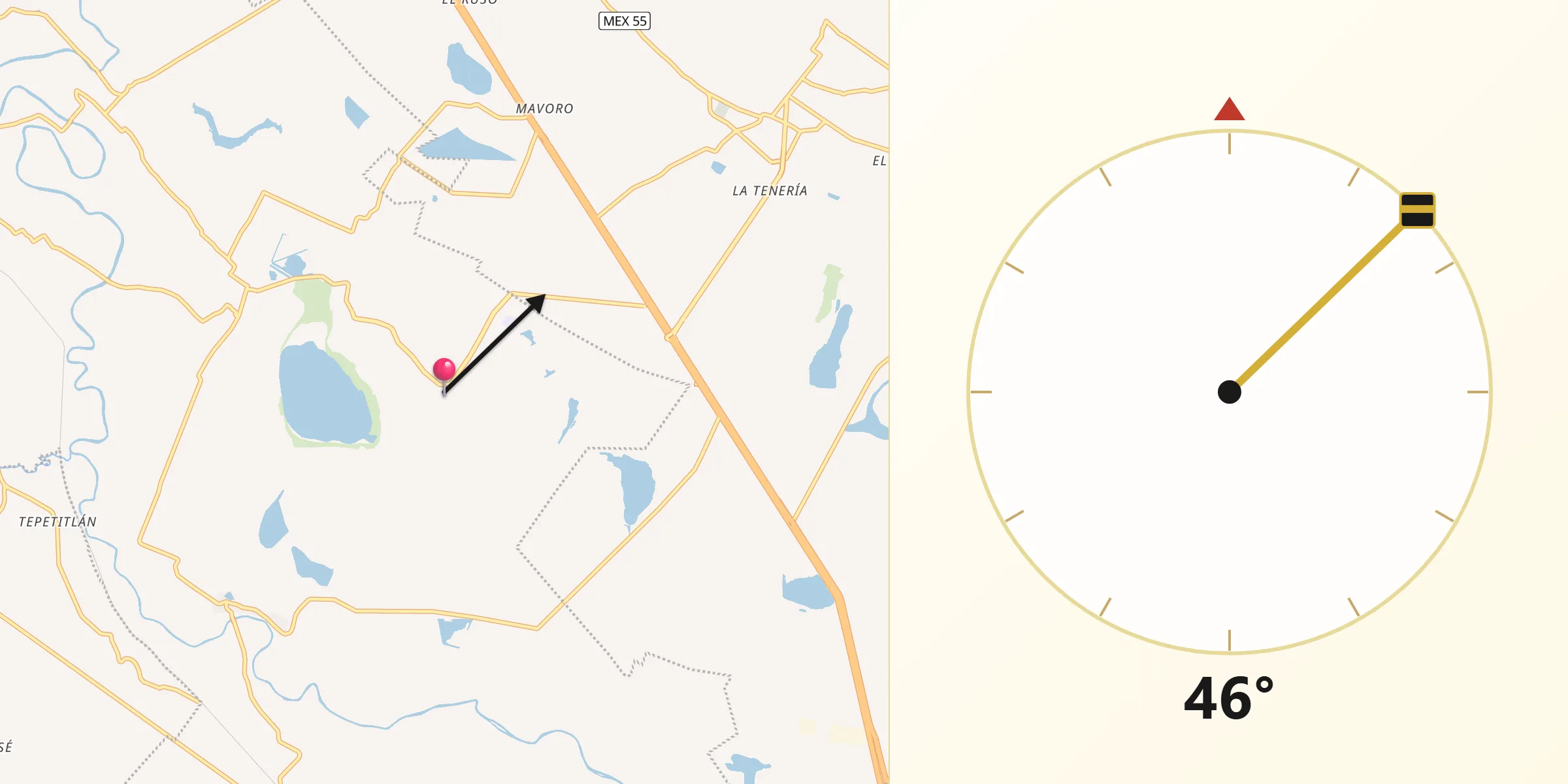 Dirección de la Qibla desde San Pedro de los Baños
