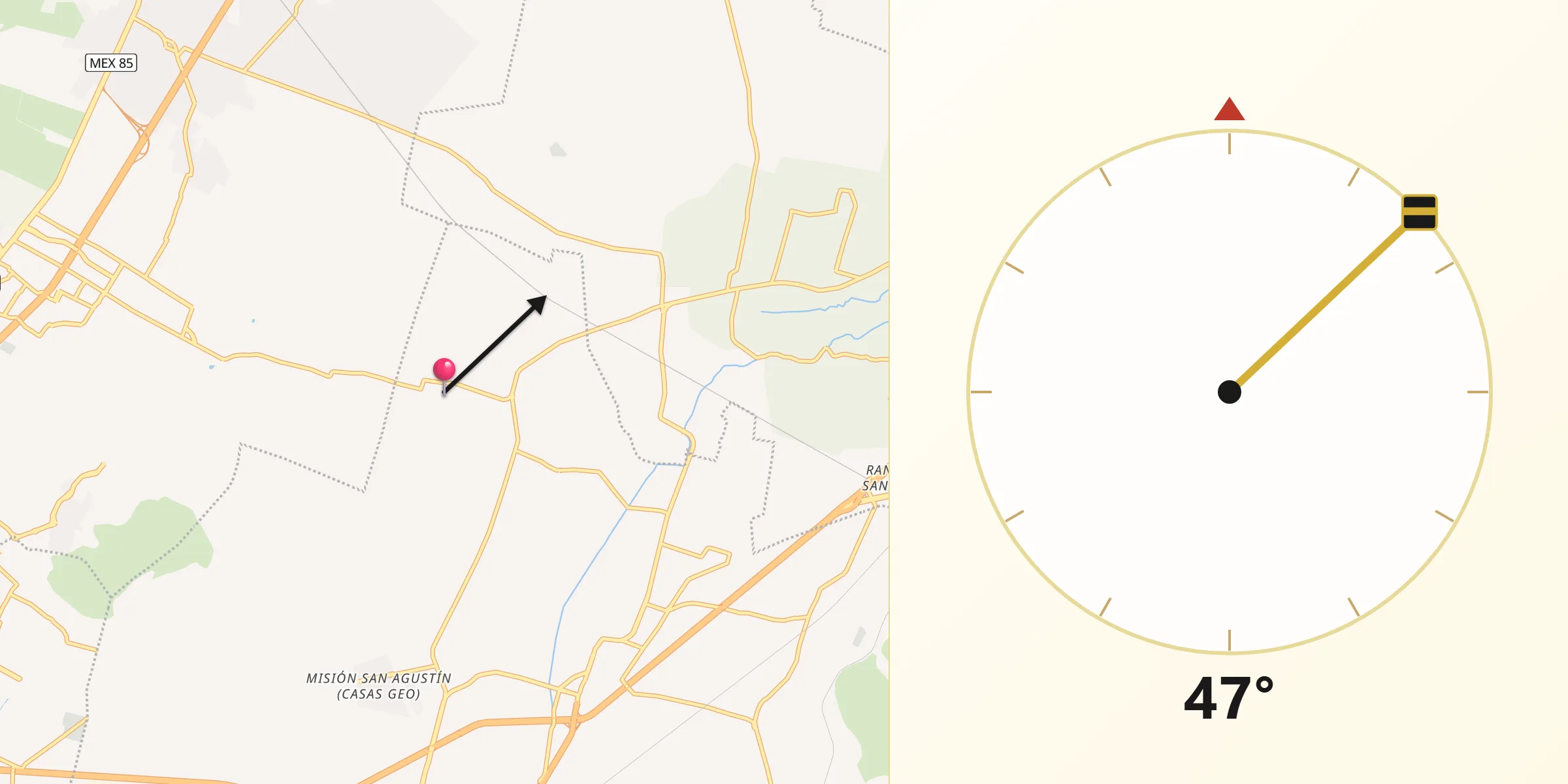 Dirección de la Qibla desde San Marcos Nepantla