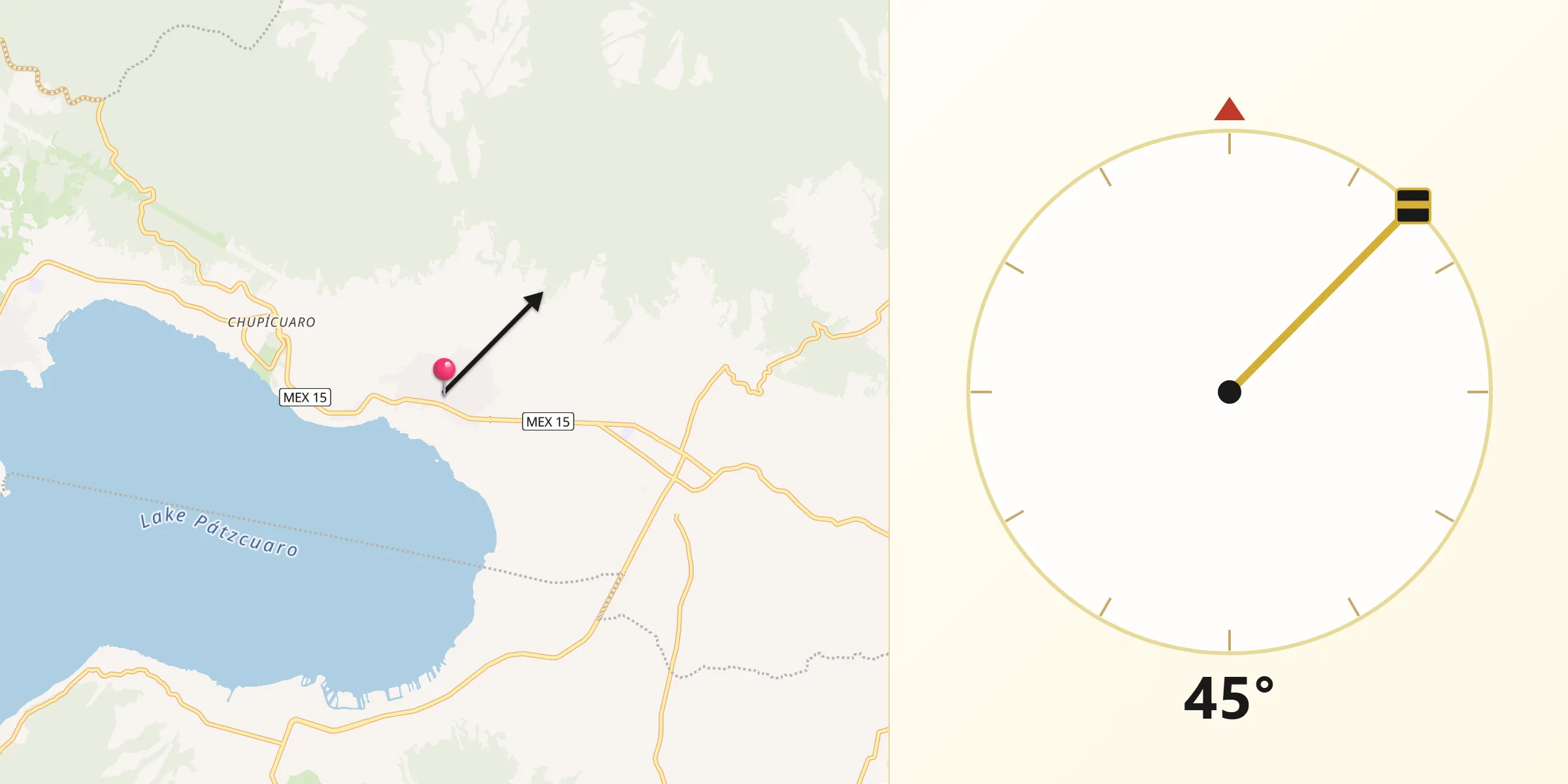 Dirección de la Qibla desde Santa Fé de la Laguna