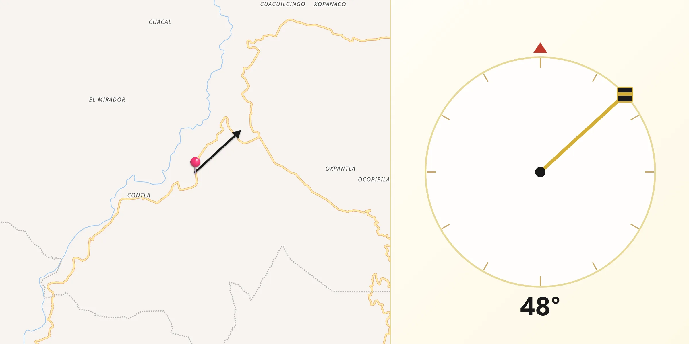 Dirección de la Qibla desde Tlamanca