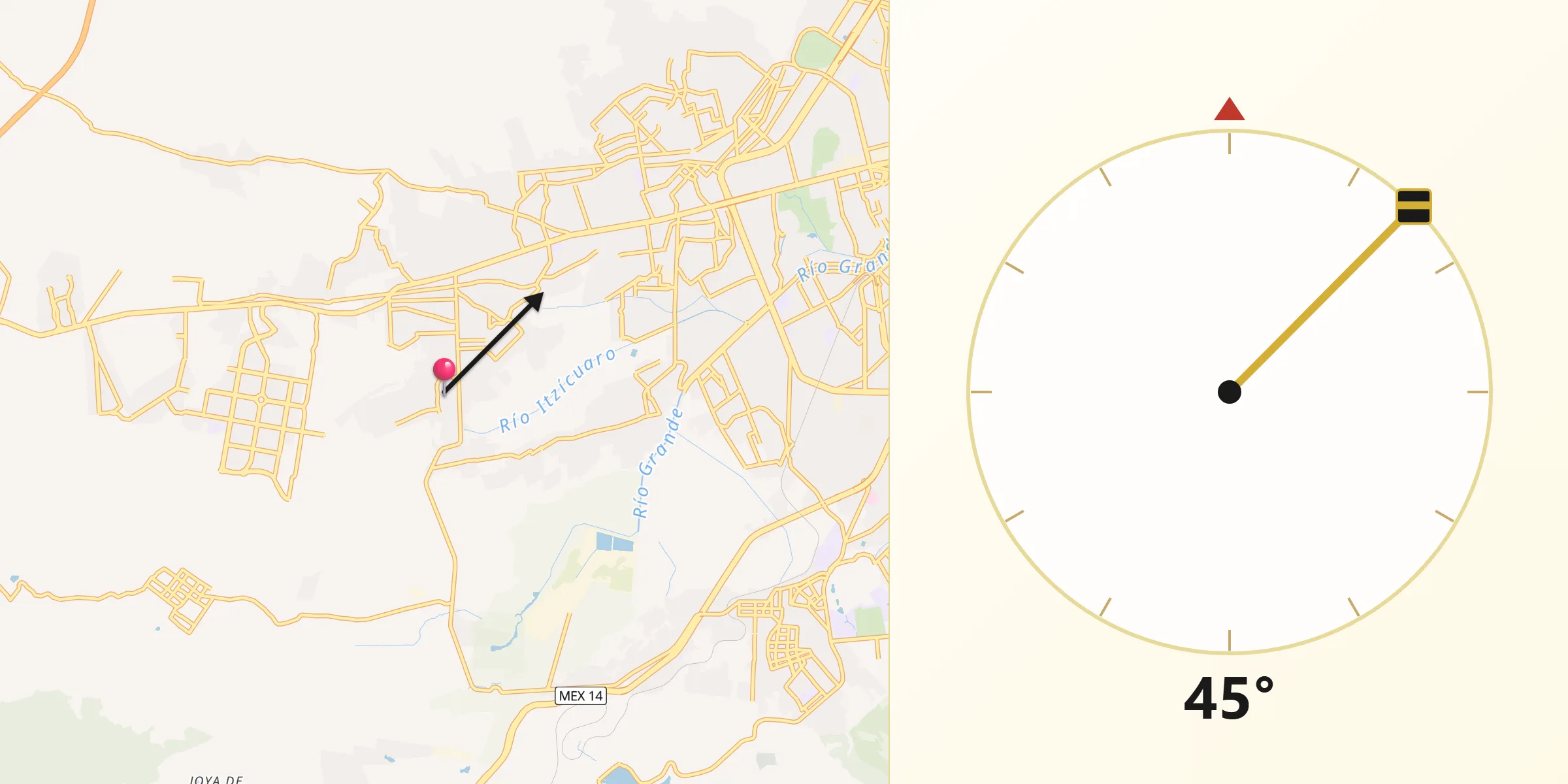 Dirección de la Qibla desde San Lorenzo Itzícuaro
