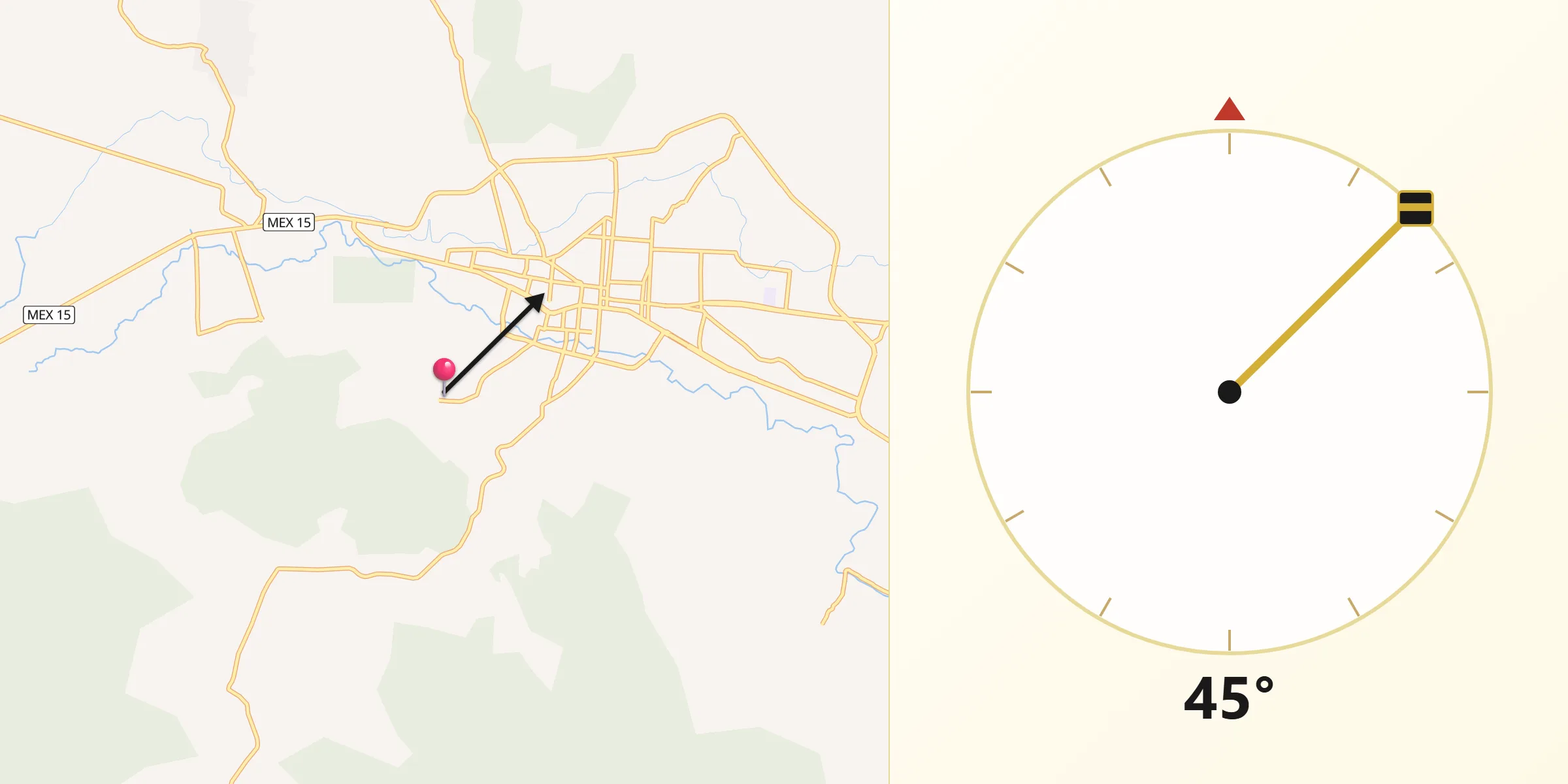 Dirección de la Qibla desde Rincón de Cedeños (Rincón de Dolores)