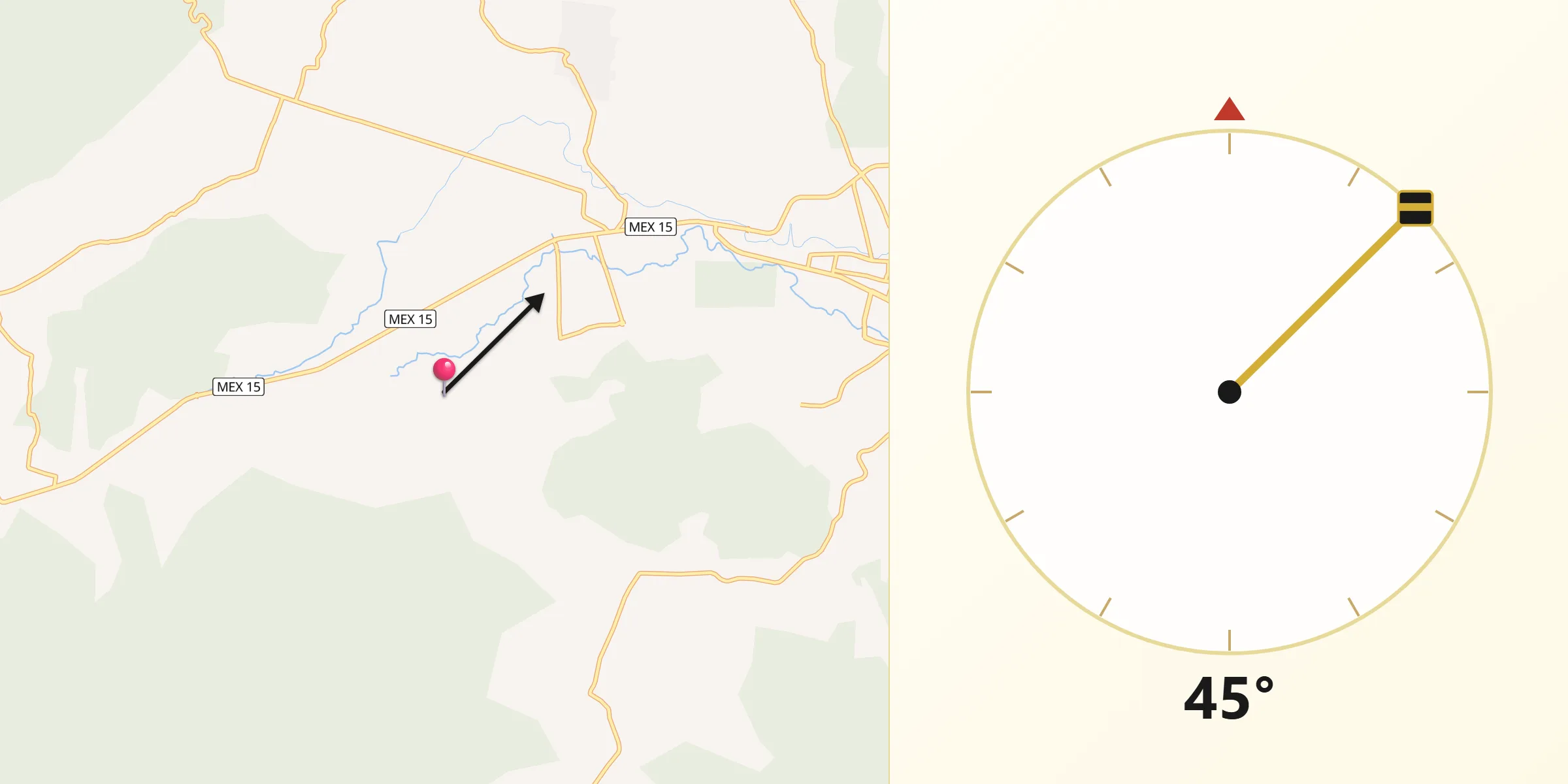 Dirección de la Qibla desde San Lucas Huarirapeo (La Mesa de San Lucas)