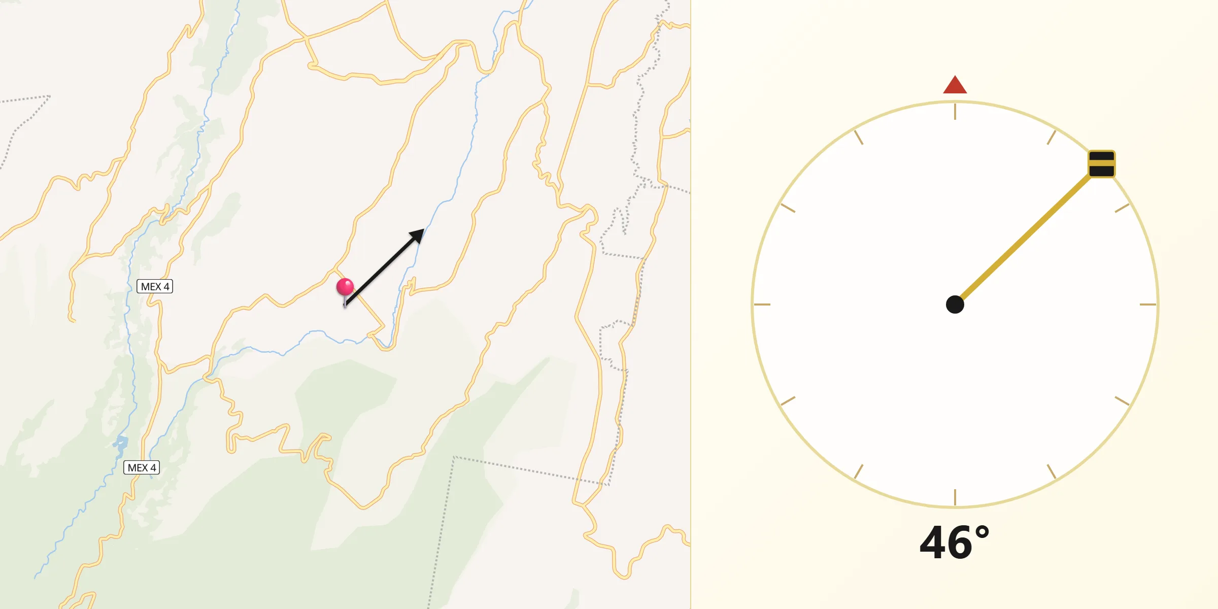 Dirección de la Qibla desde El Ocotal