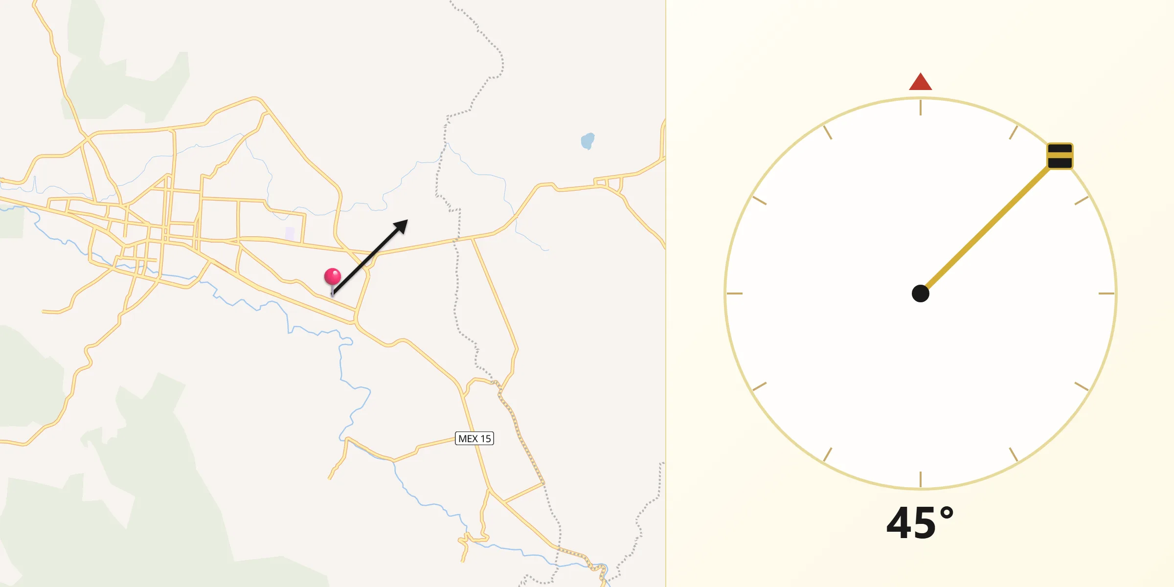 Dirección de la Qibla desde Colonia Antorcha Campesina (Santa Rosa)