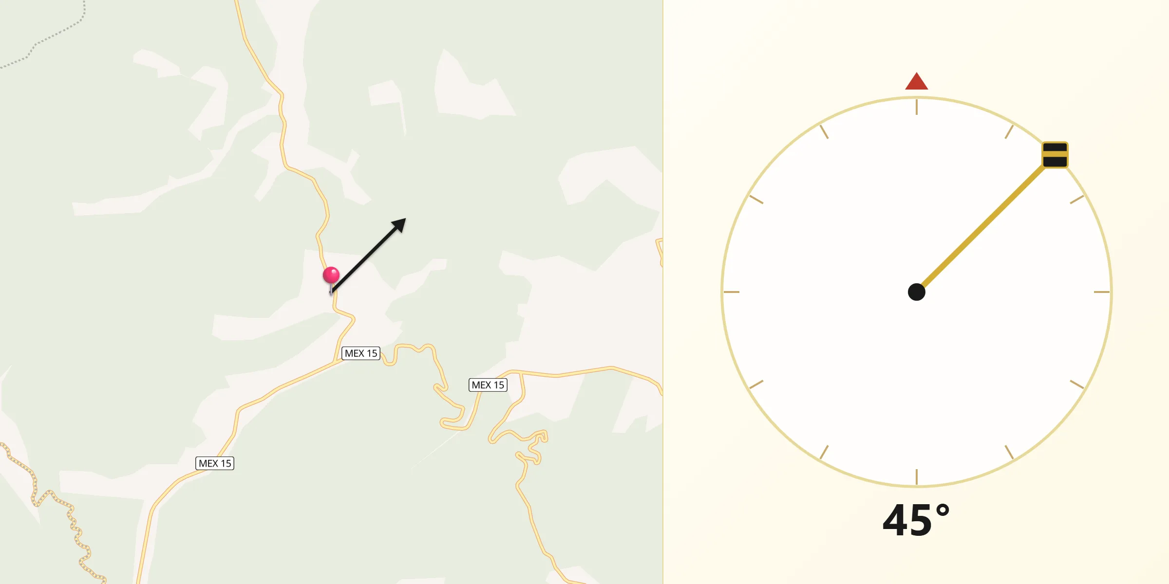 Dirección de la Qibla desde Huajúmbaro
