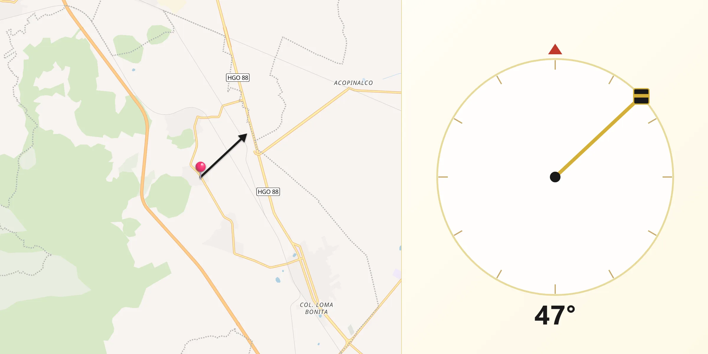 Dirección de la Qibla desde José María Morelos (San José)