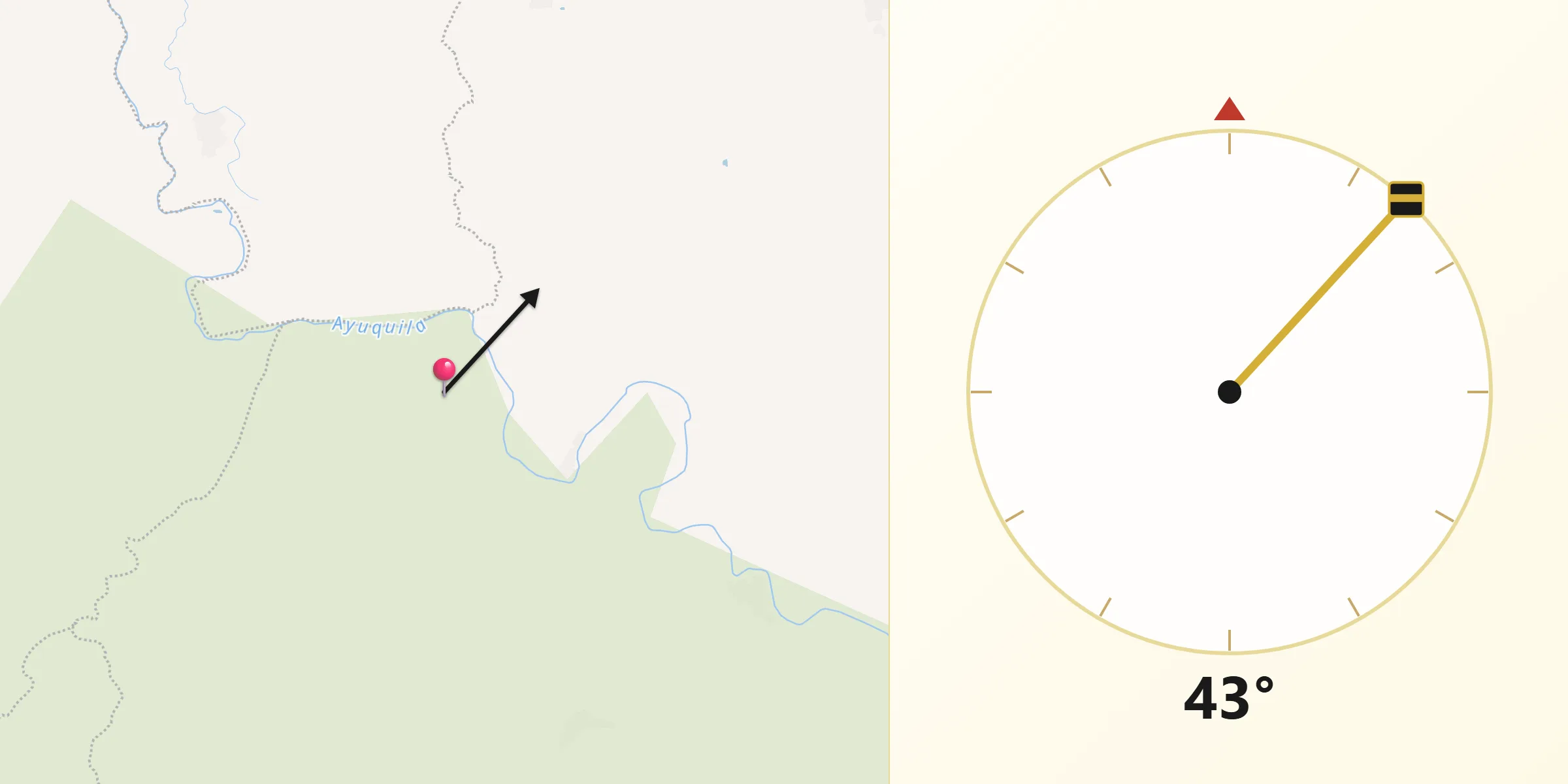 Dirección de la Qibla desde Unión de Tula
