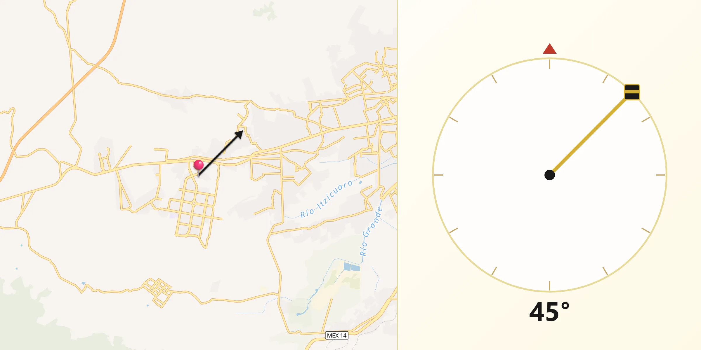 Dirección de la Qibla desde Conjunto Habitacional Villas del Pedregal