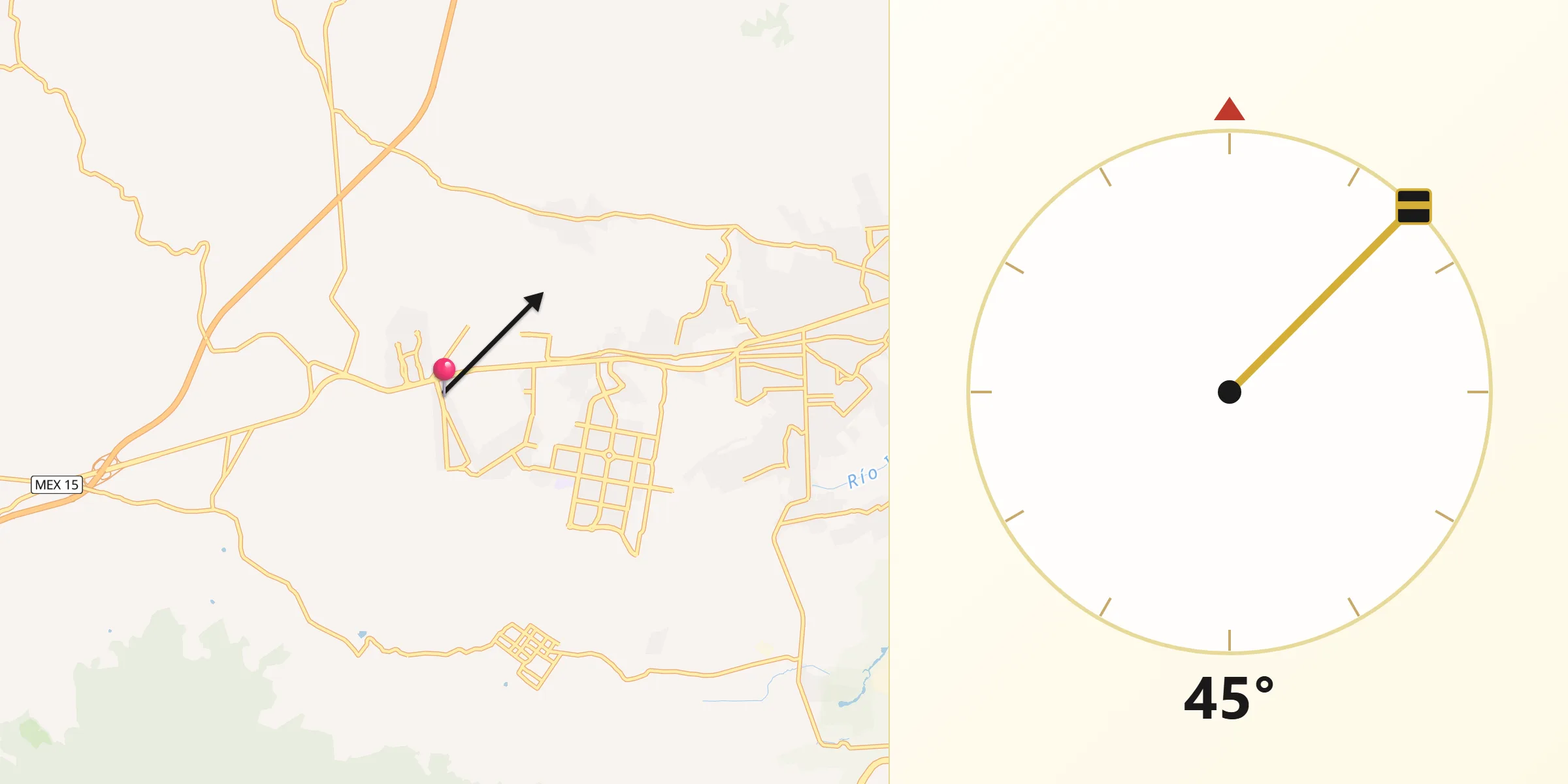 Dirección de la Qibla desde Villa Magna