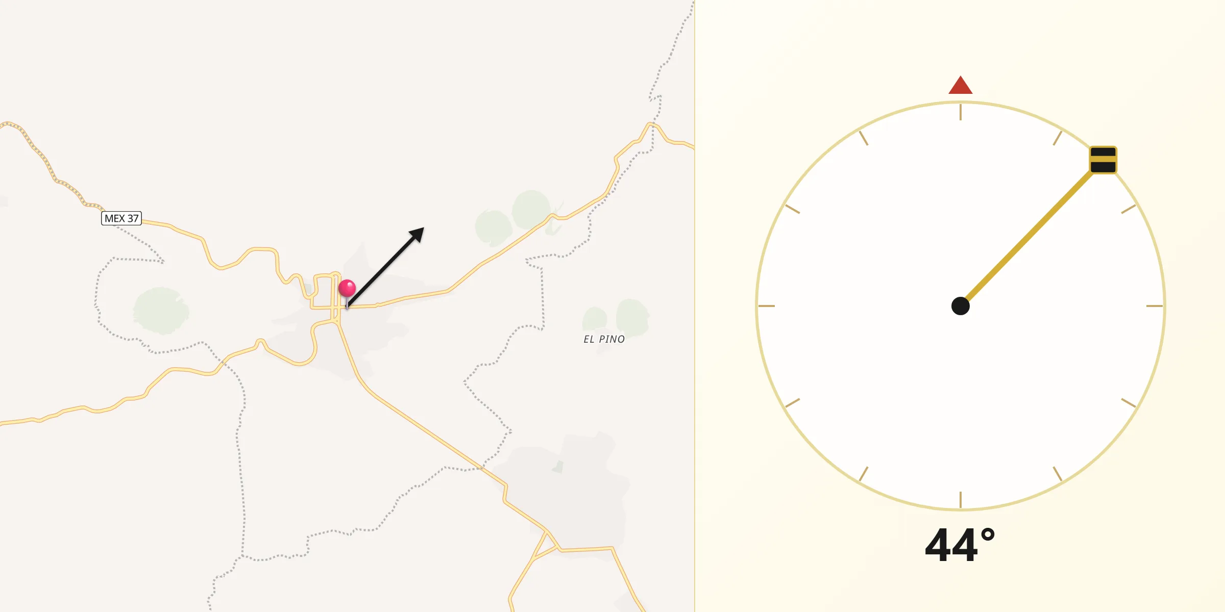 Dirección de la Qibla desde Cherán