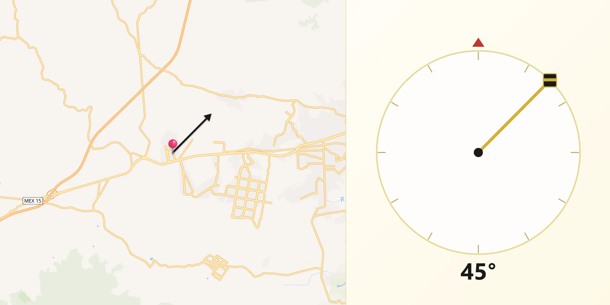 Dirección de la Qibla desde Lomas de la Maestranza