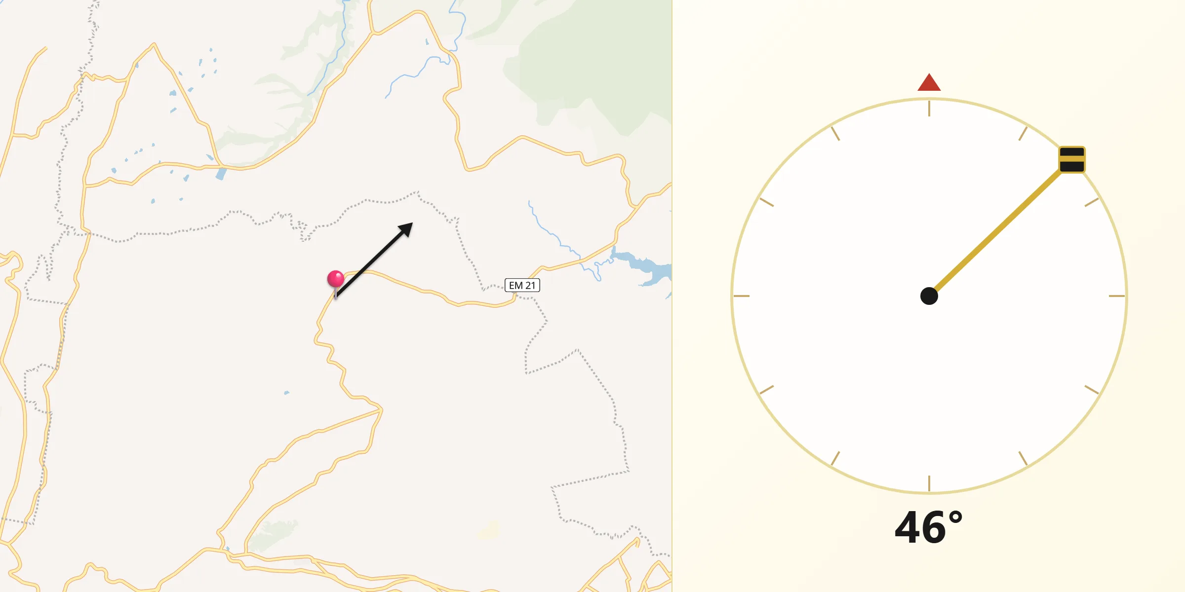 Dirección de la Qibla desde El Puerto Magú
