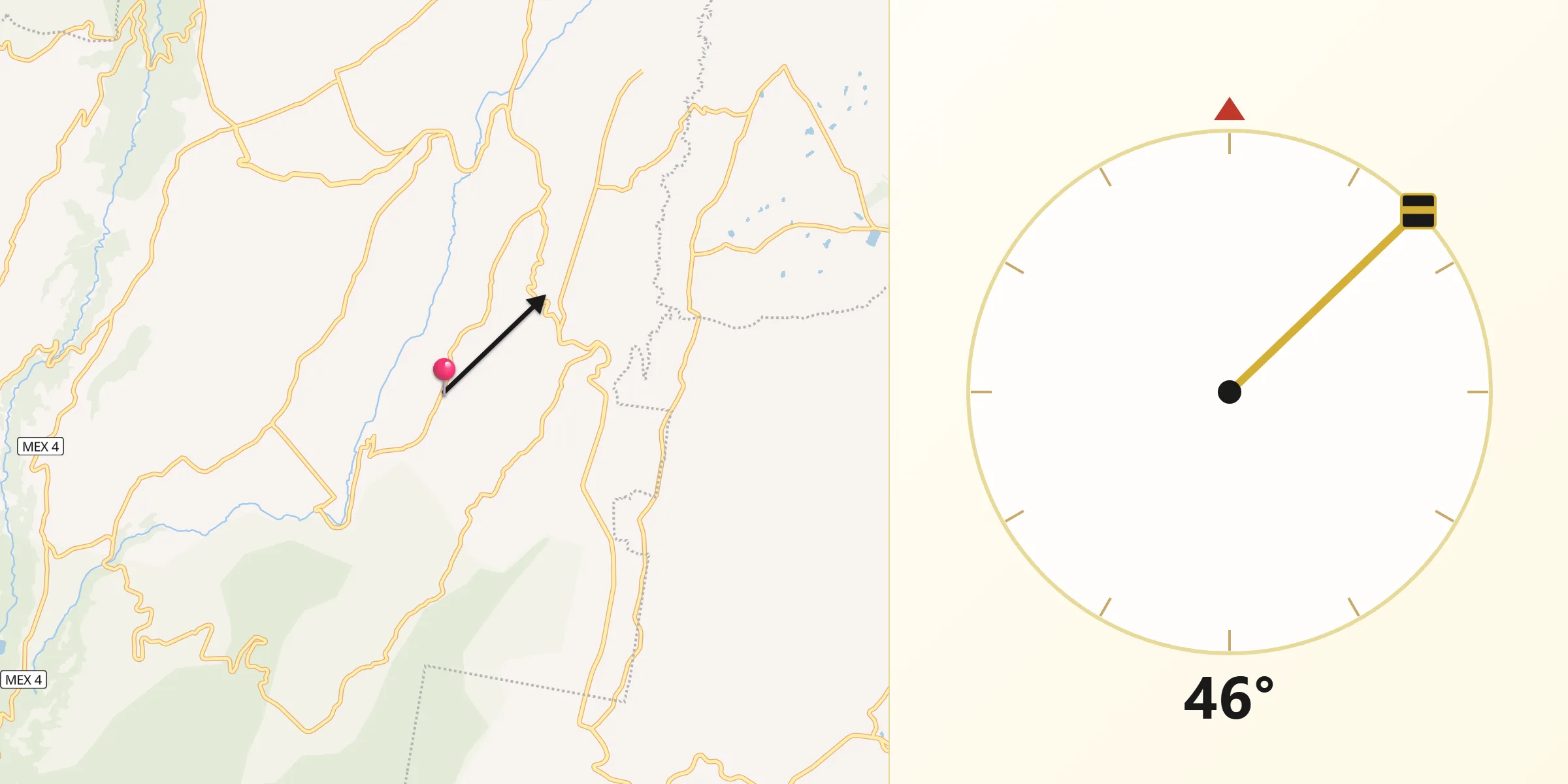 Dirección de la Qibla desde Loma Alta