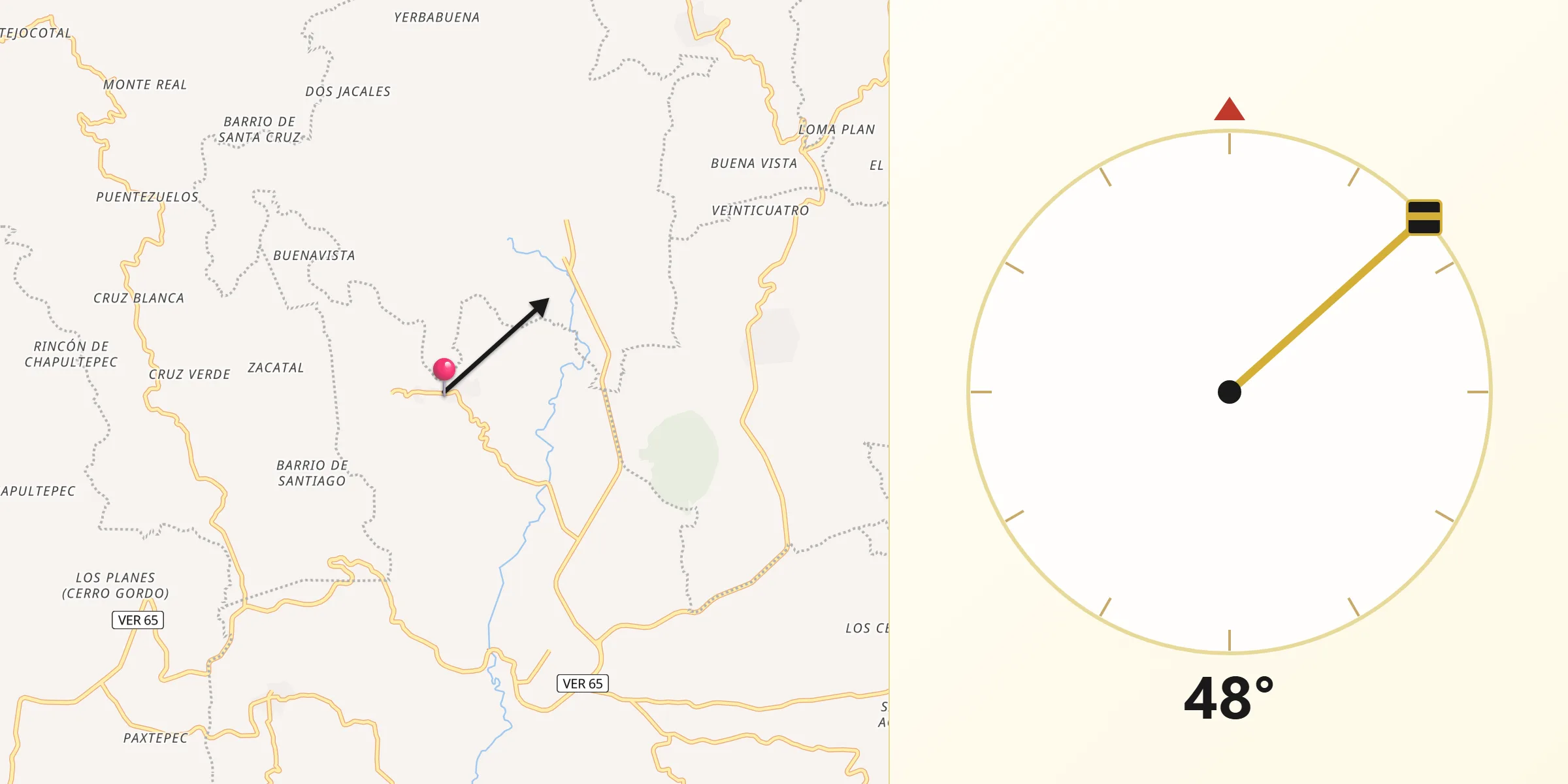 Dirección de la Qibla desde San Marcos Atesquilapan