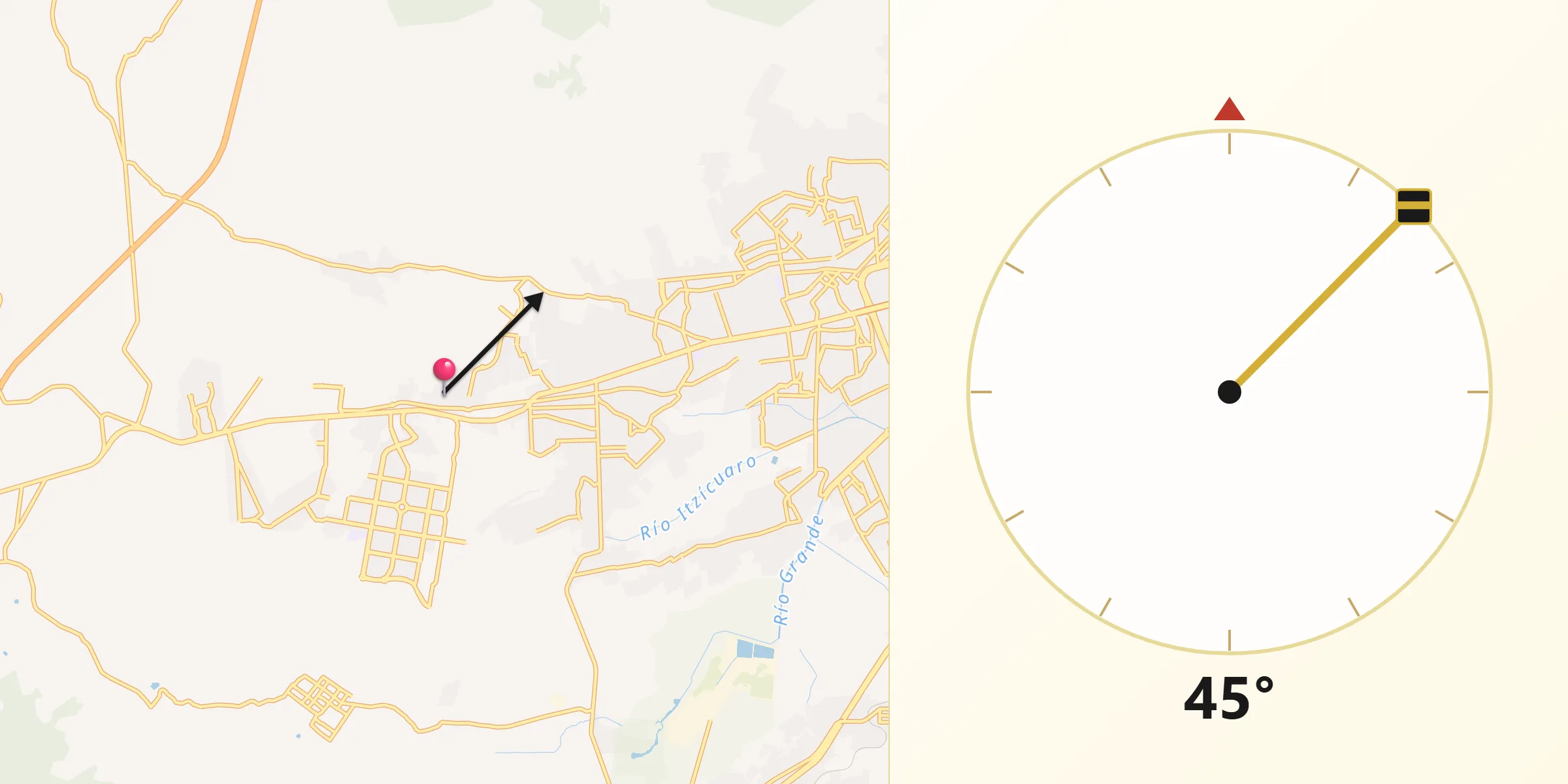 Dirección de la Qibla desde Villas de la Loma