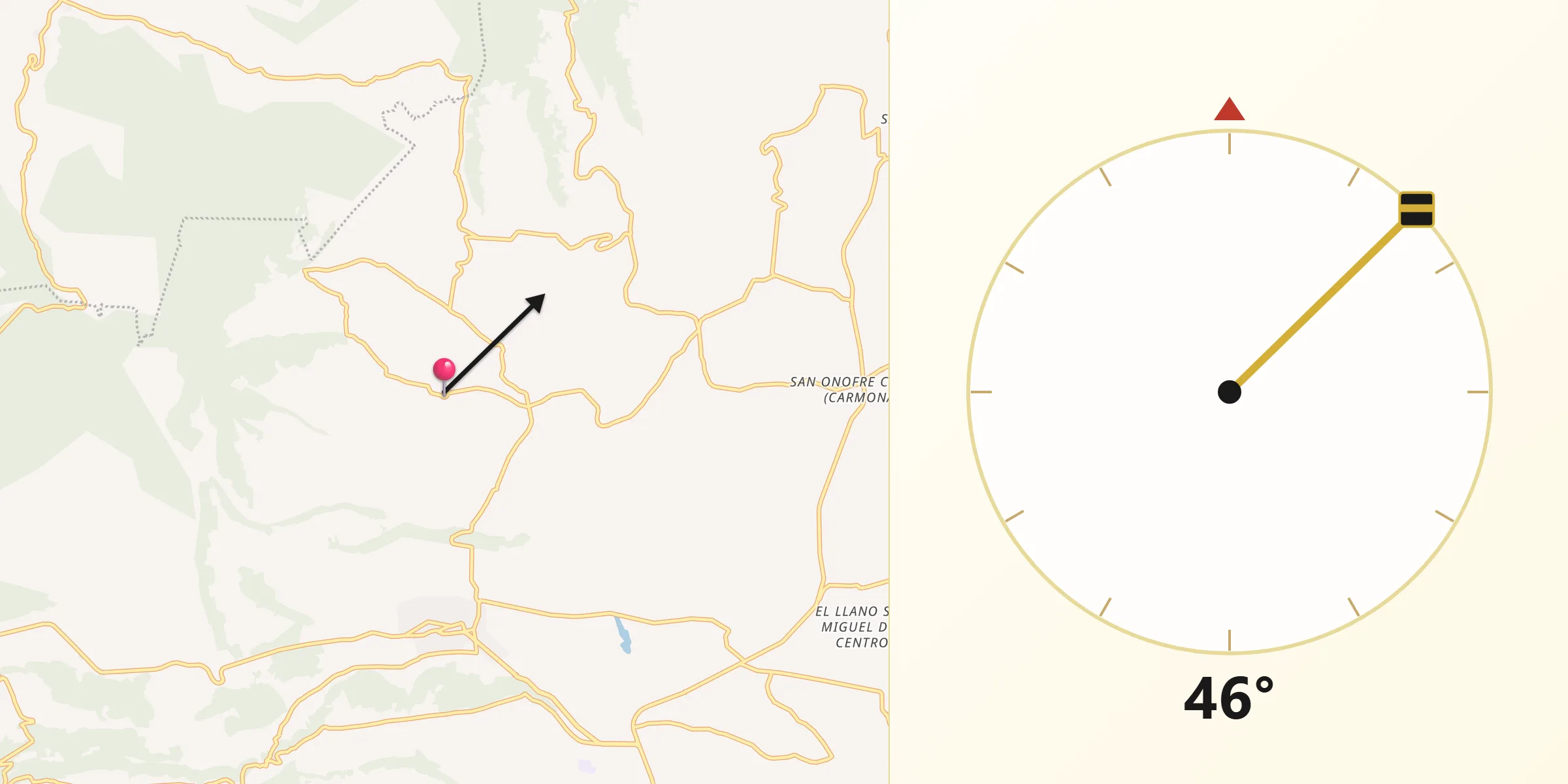 Dirección de la Qibla desde Concepción la Venta