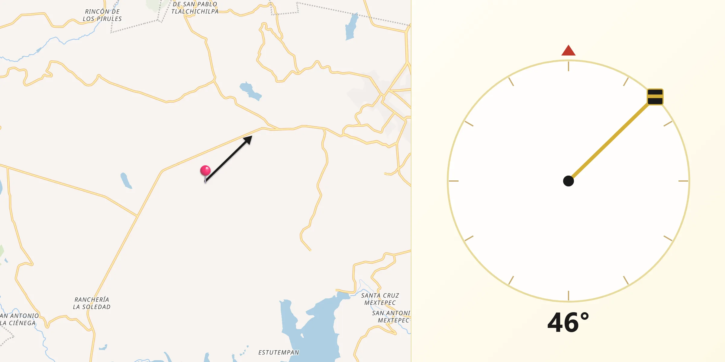 Dirección de la Qibla desde Purísima Concepción Mayorazgo