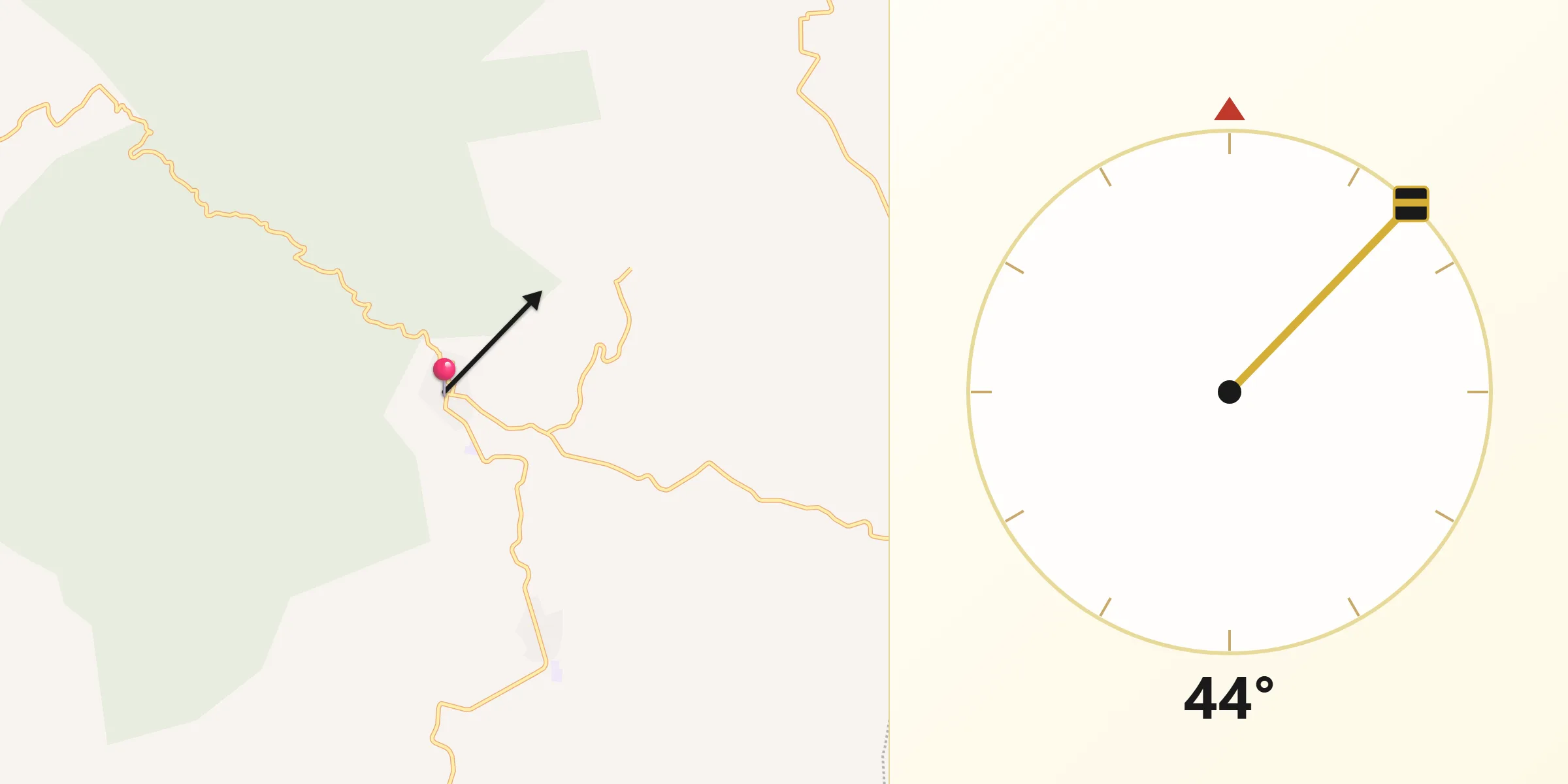 Dirección de la Qibla desde Pamatácuaro