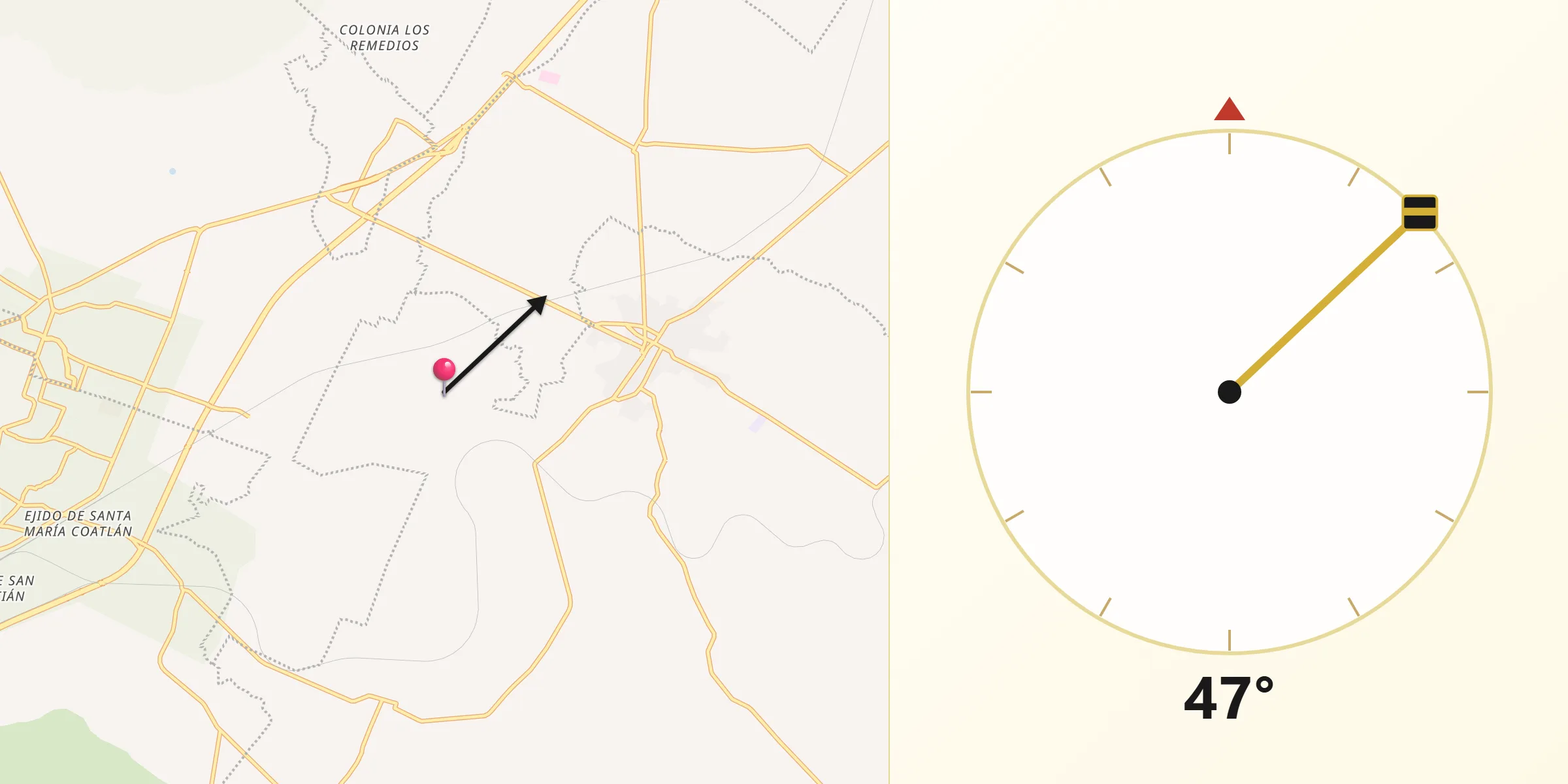 Dirección de la Qibla desde Cuautlacingo