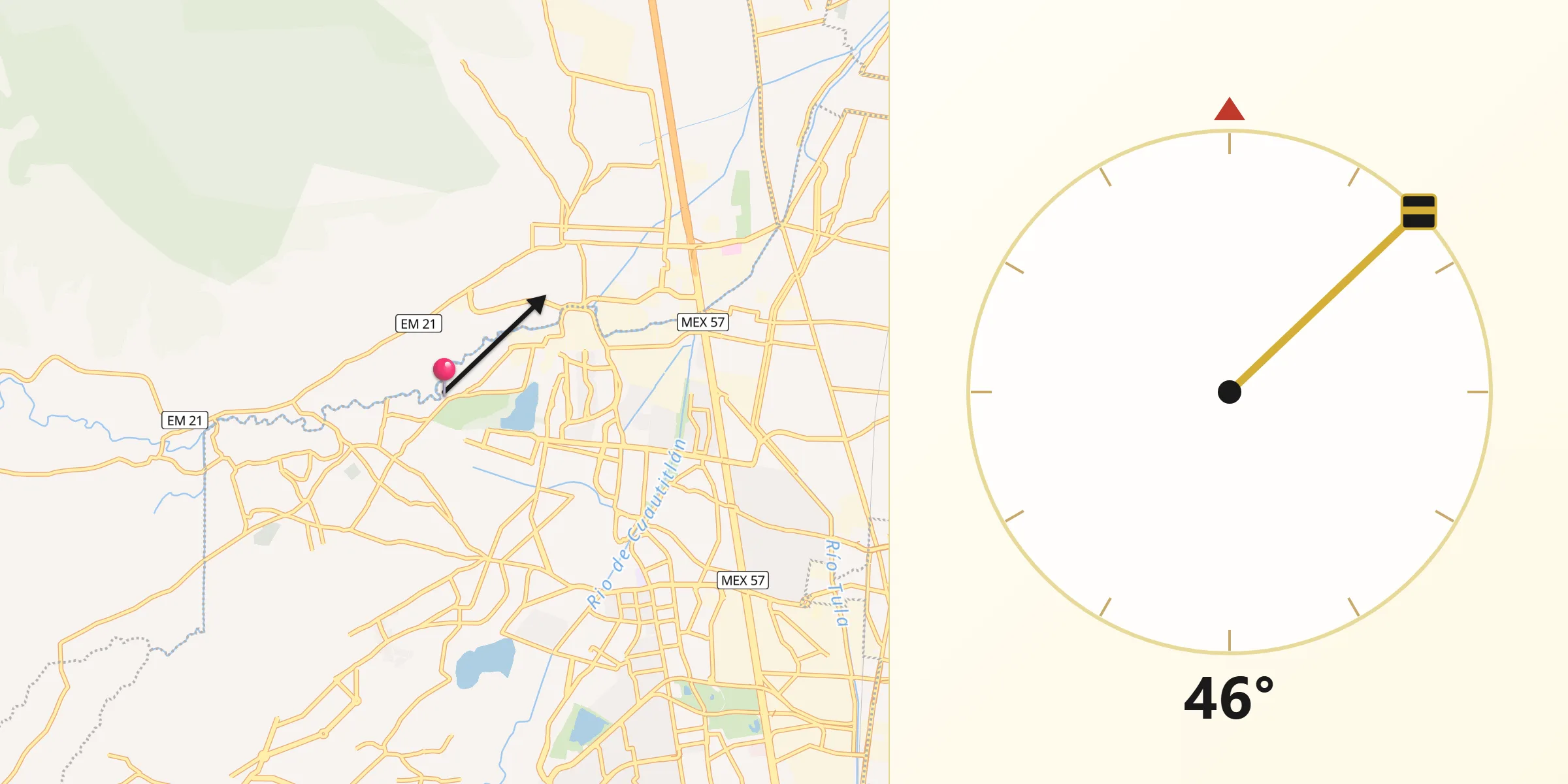 Dirección de la Qibla desde Axotlán