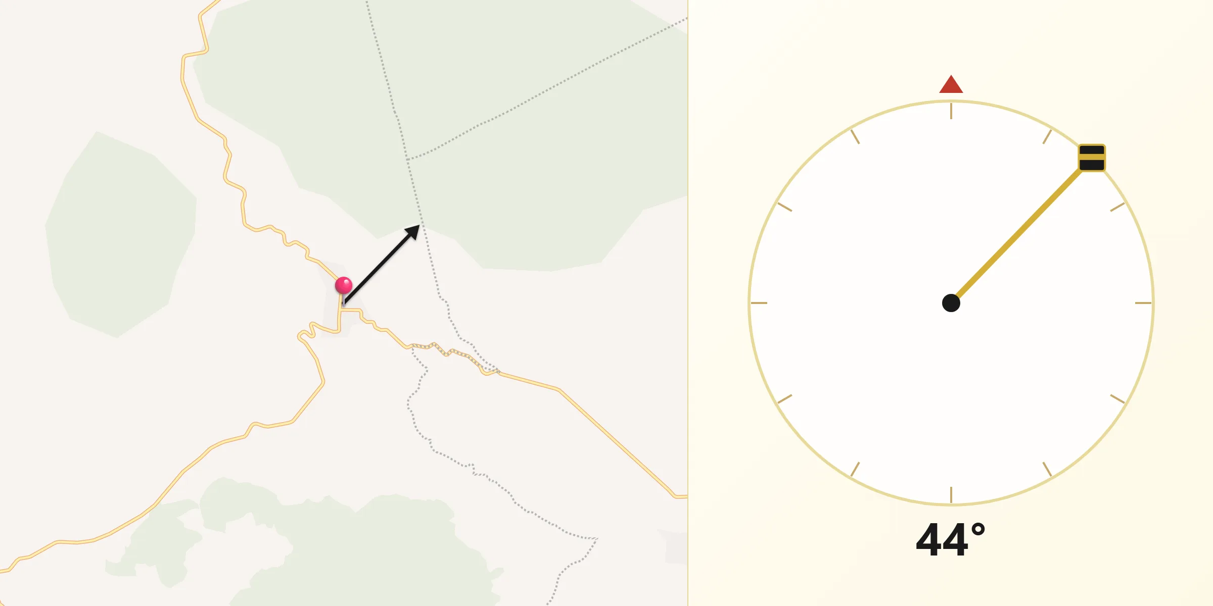 Dirección de la Qibla desde Cocucho