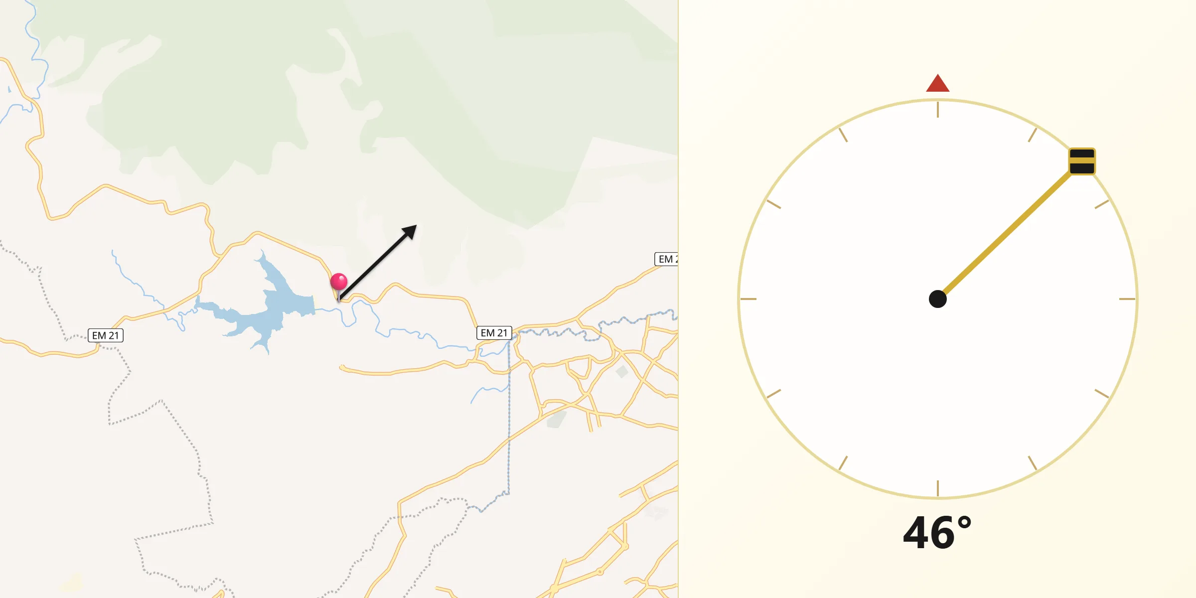 Dirección de la Qibla desde La Concepción