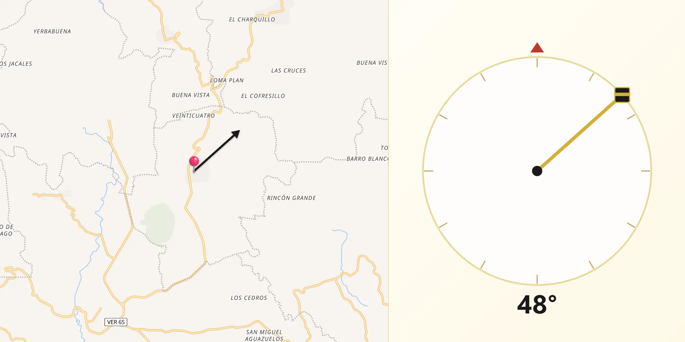Dirección de la Qibla desde Acatlán