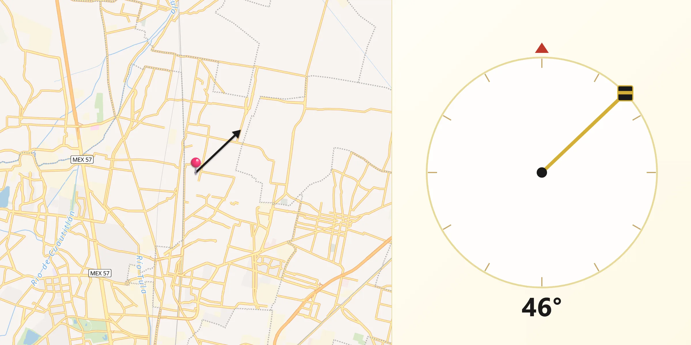 Dirección de la Qibla desde San Mateo Ixtacalco