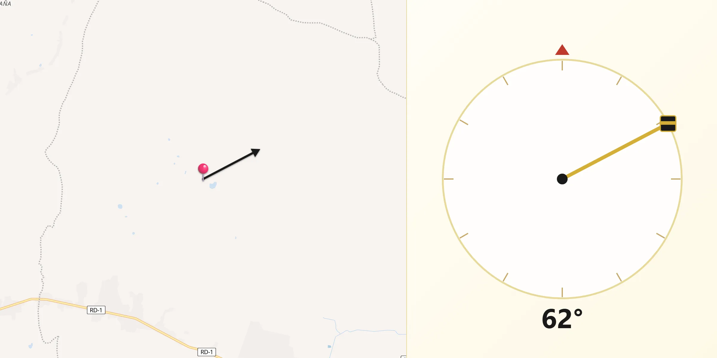 Dirección de la Qibla desde La Caya