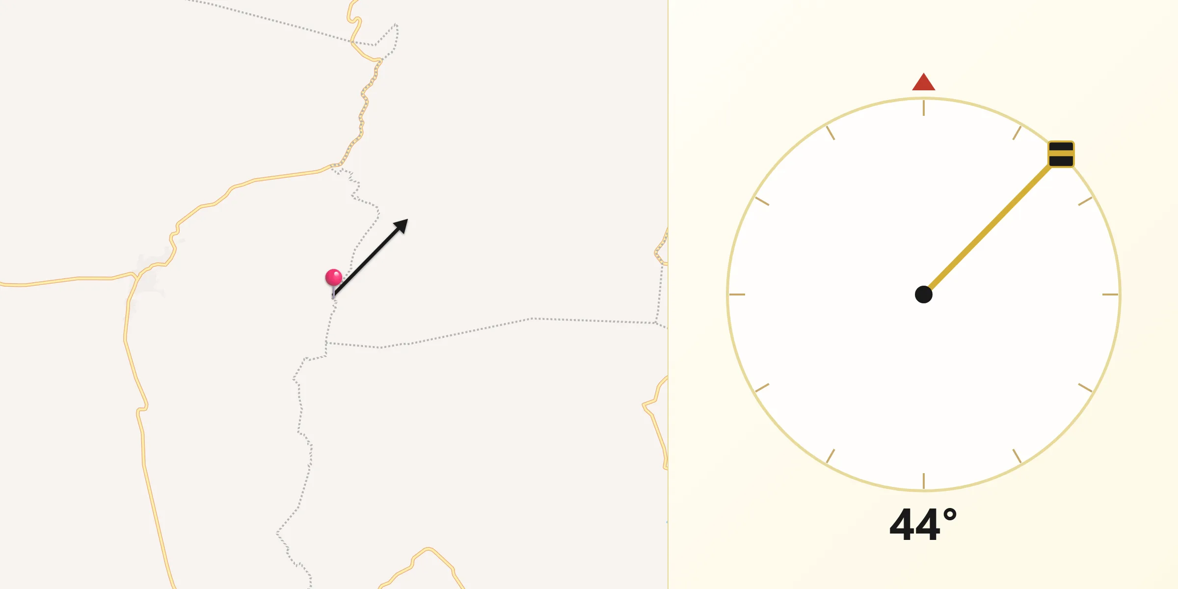 Dirección de la Qibla desde Capula